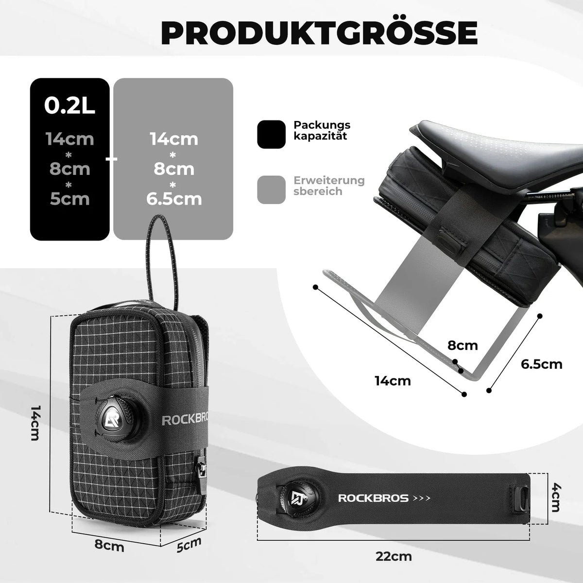 ROCKBROS Sacoches de selle de vélo avec système de fixation rotative, Résistant à l'eau et déchirure