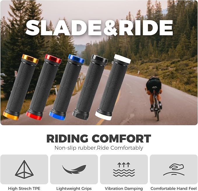ROCKBROS Poignées de vélo 22mm avec système Lock-On en aluminium