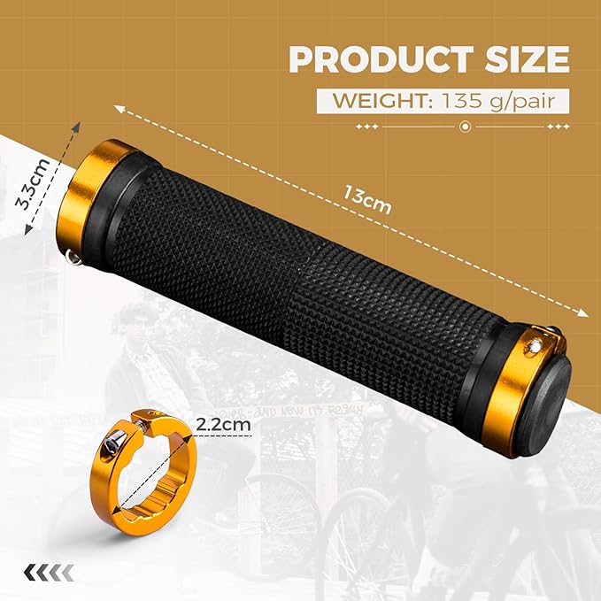 ROCKBROS Poignées de vélo 22mm avec système Lock-On en aluminium