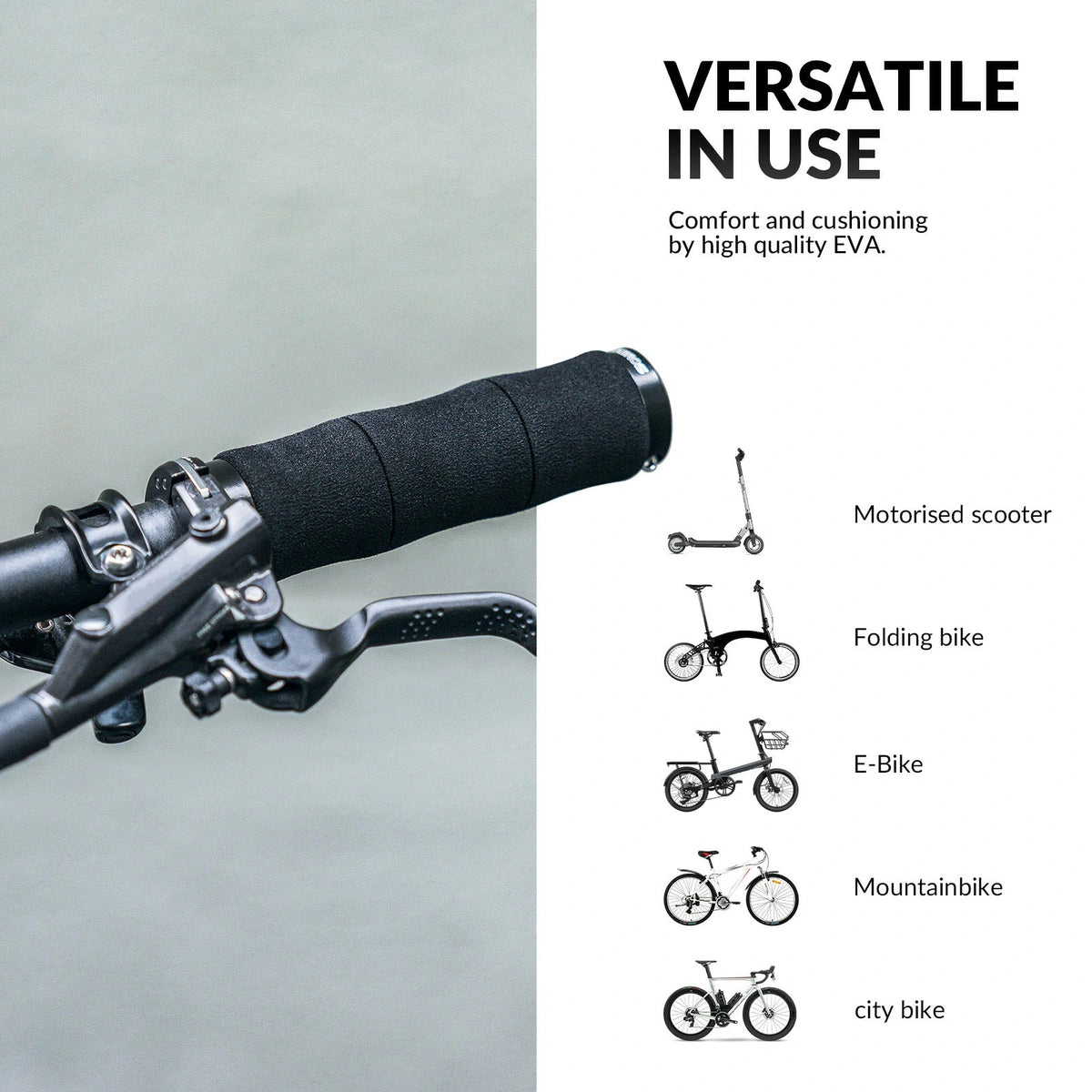 ROCKBROS Poignées de vélo antidérapantes en mousse EVA poignées de guidon de vélo avec aluminium 22MM
