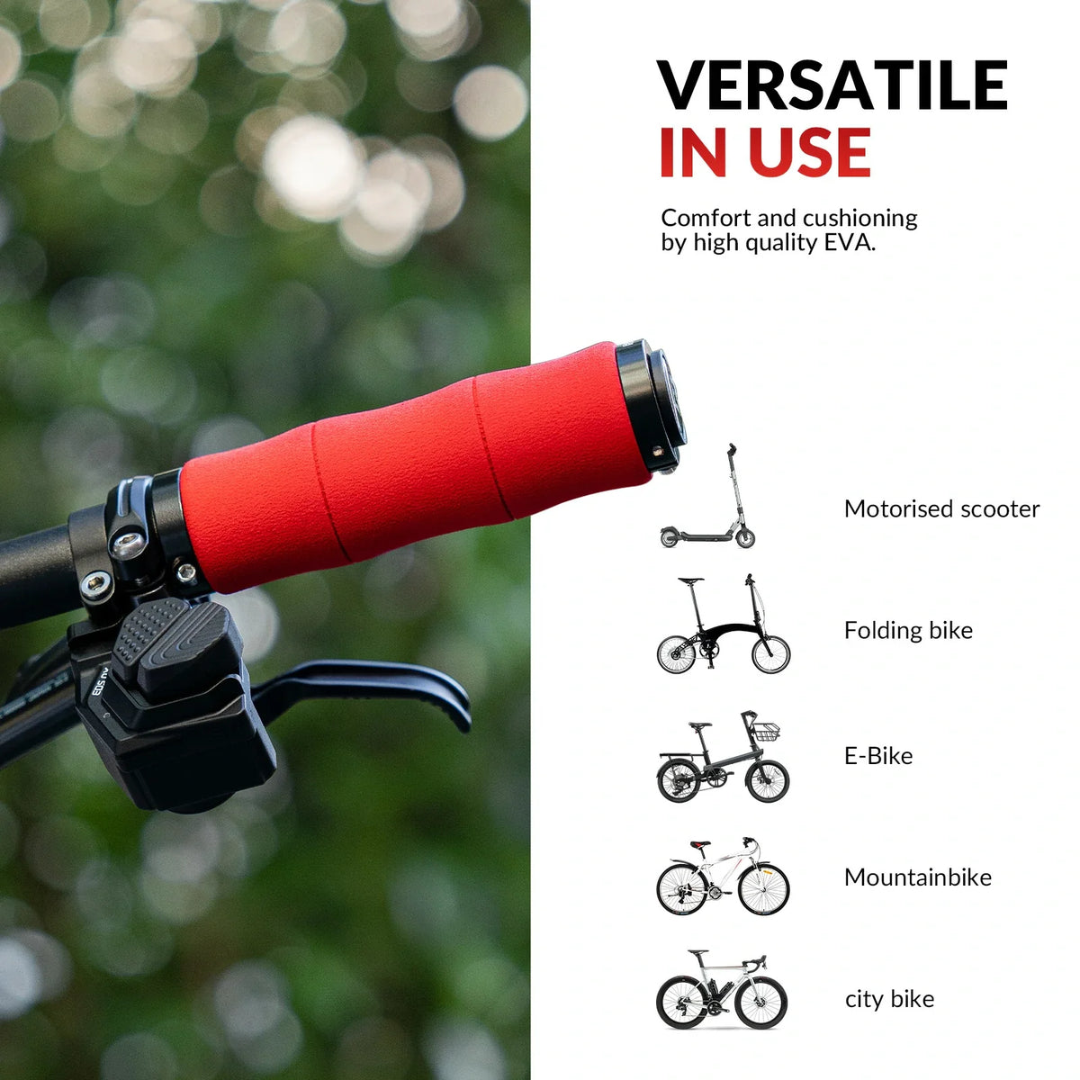 ROCKBROS Poignées de vélo antidérapantes en mousse EVA poignées de guidon de vélo avec aluminium 22MM