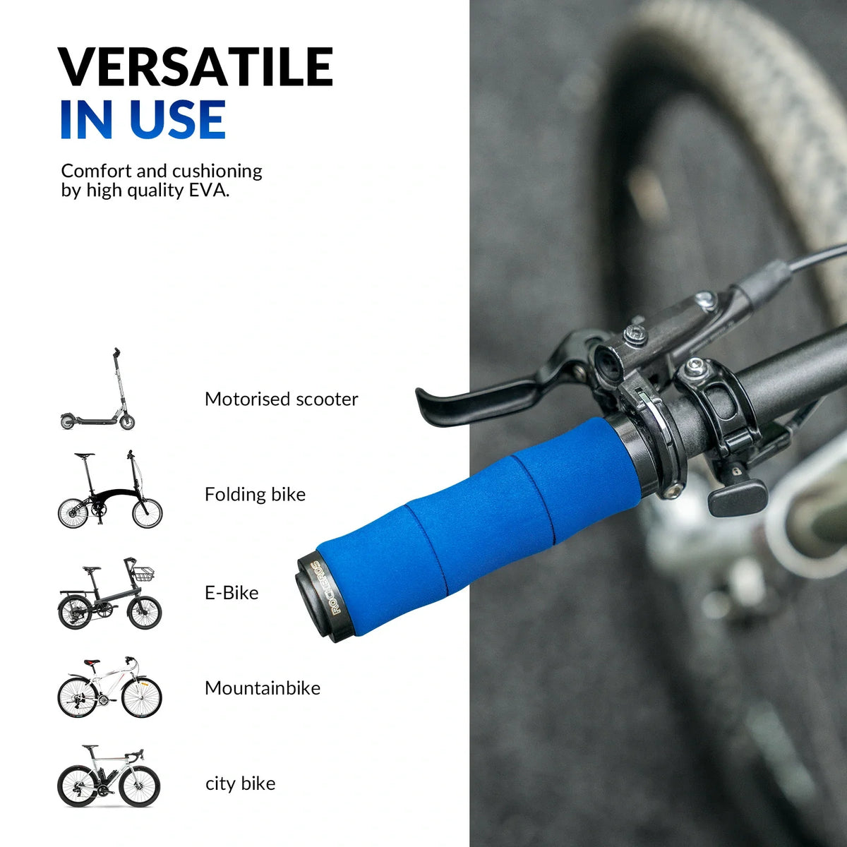 ROCKBROS Poignées de vélo antidérapantes en mousse EVA poignées de guidon de vélo avec aluminium 22MM
