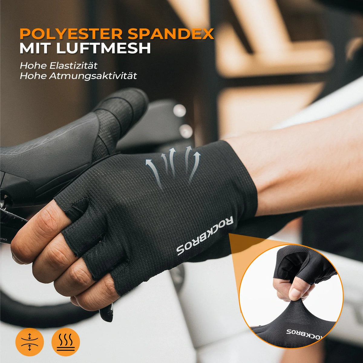 Gants de vélo ROCKBROS mi-doigts avec rembourrage SBR amortissant - S396