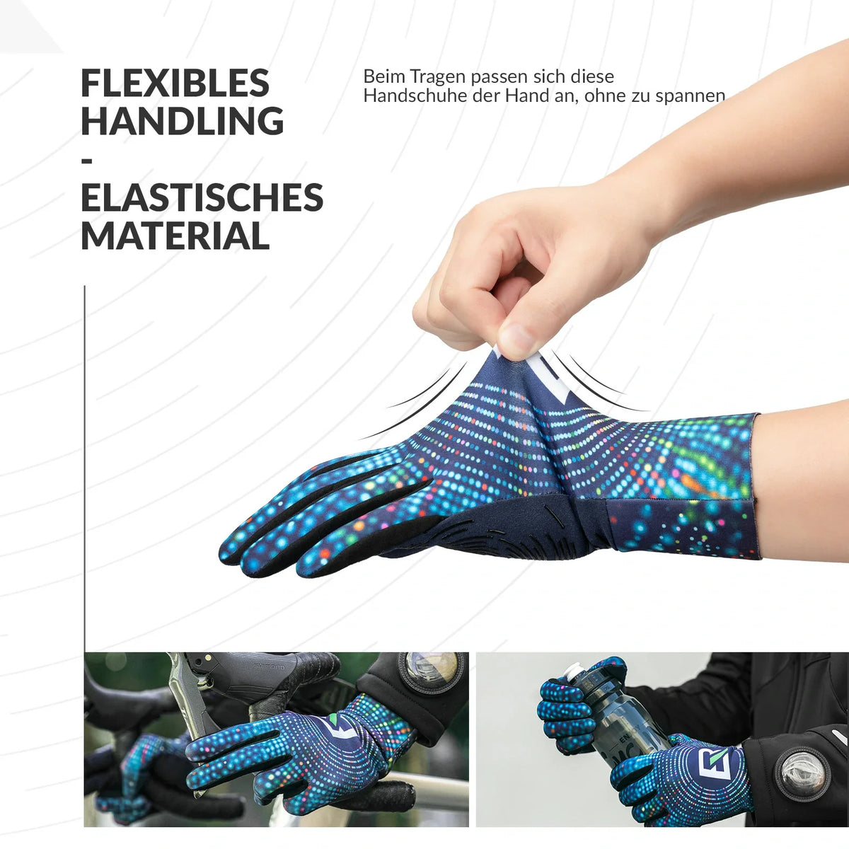 Gants de vélo ROCKBROS automne et hiver gants à doigts complets élastiques antidérapants