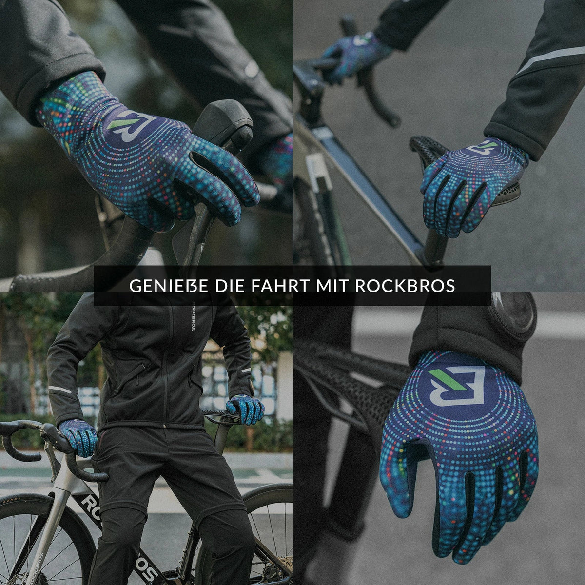 Gants de vélo ROCKBROS automne et hiver gants à doigts complets élastiques antidérapants
