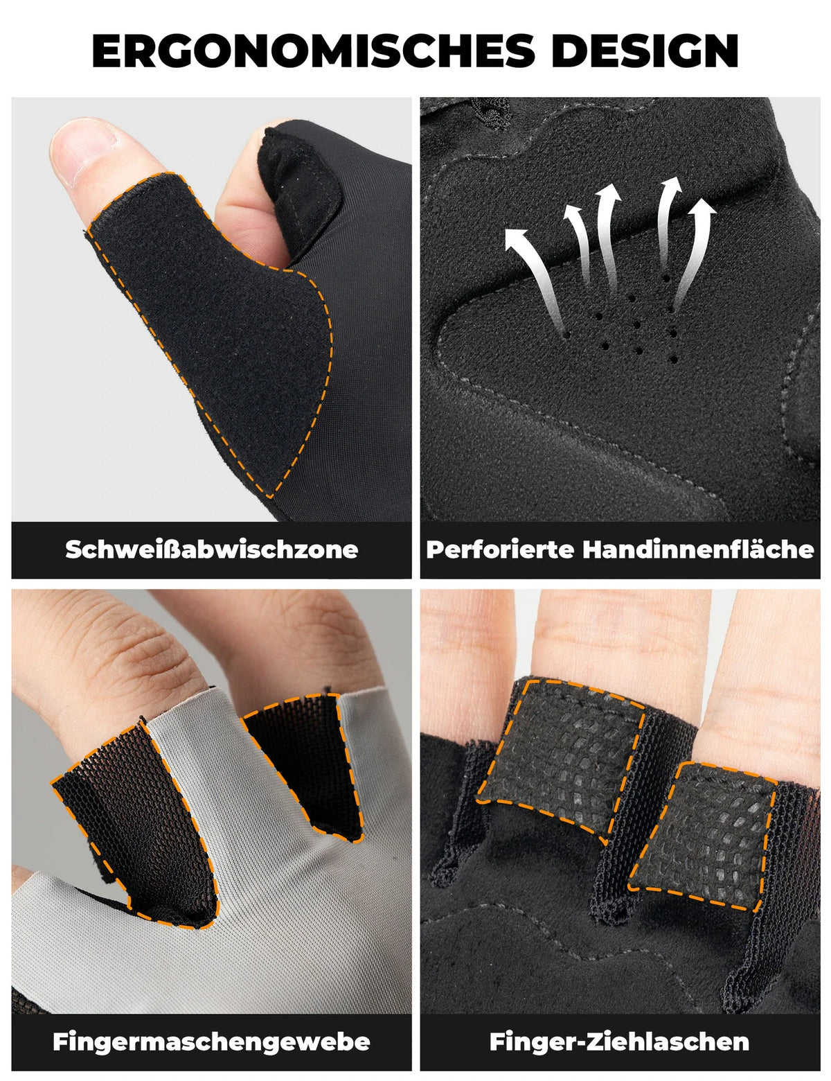 ROCKBROS Gants de vélo d'été sans doigts, antidérapants et respirants, gants de sport