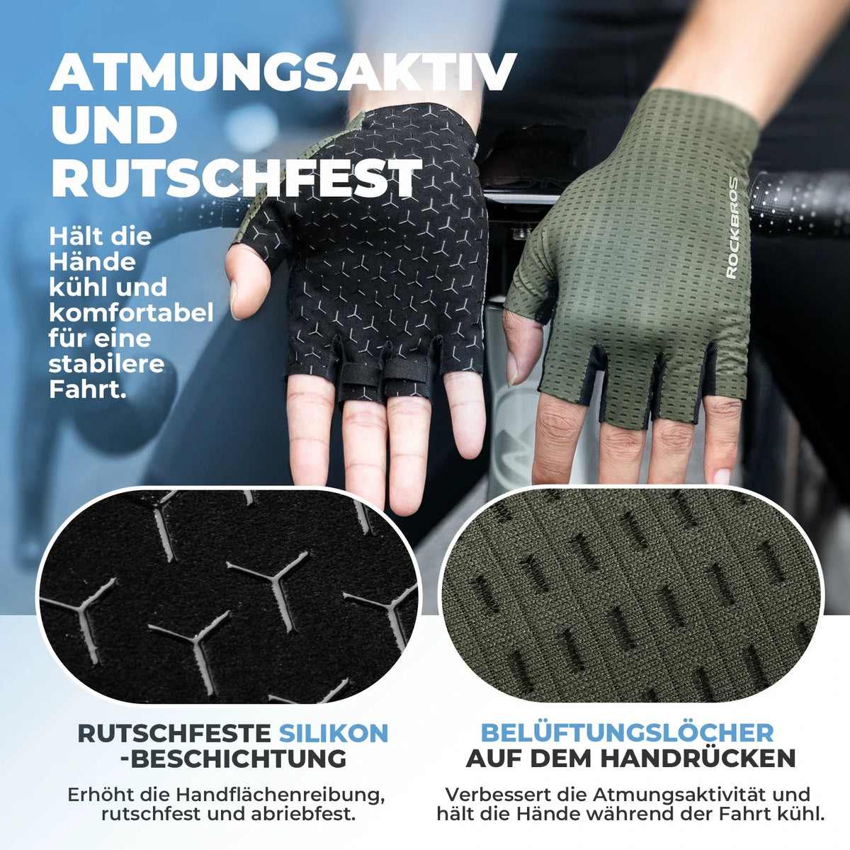 ROCKBROS Gants de vélo été, antidérapants et respirants