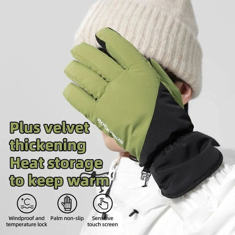 ROCKBROS Gants de vélo chauds coupe-vent avec fonction tactile