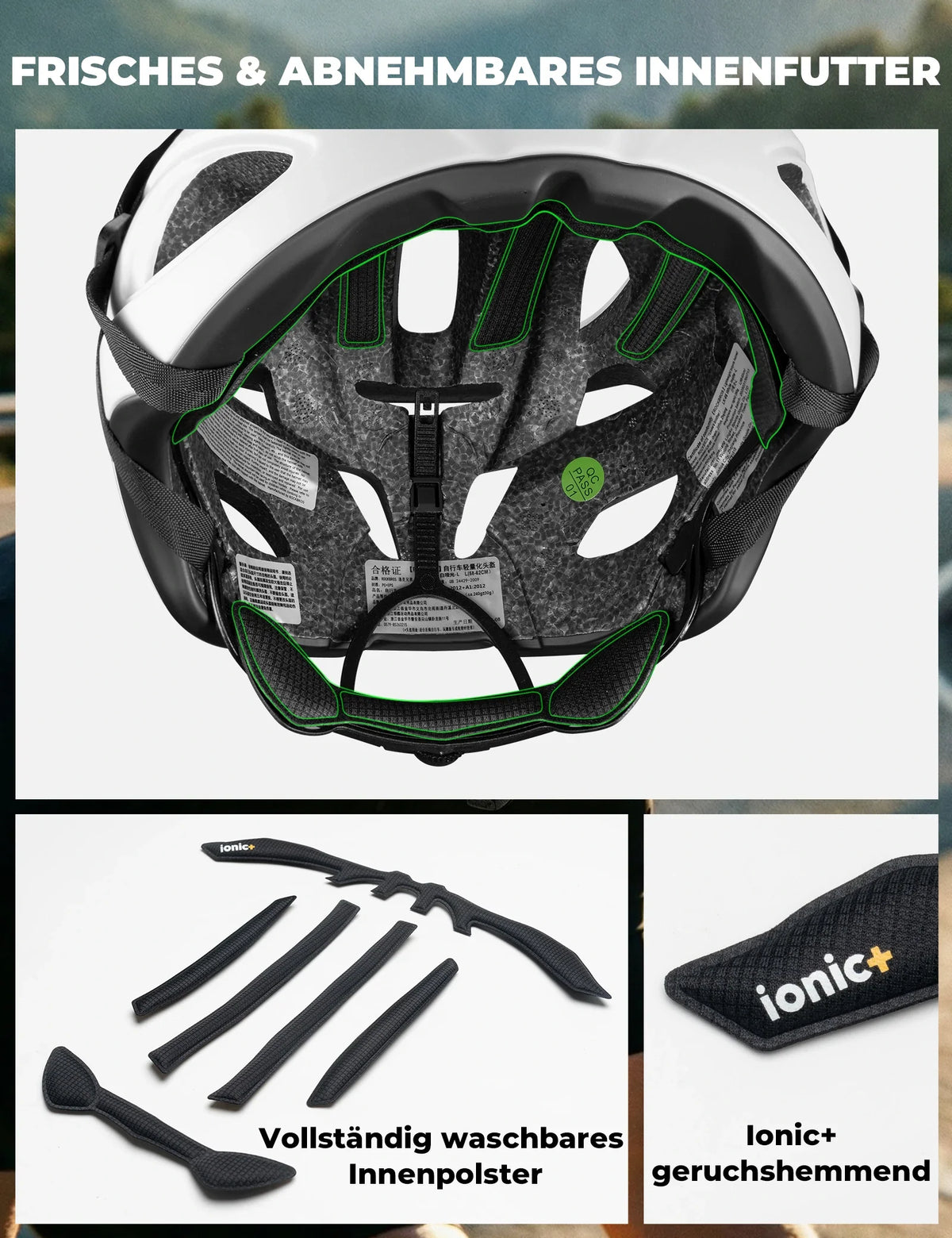 Casque de vélo ROCKBROS 58-62cm Léger 240g Antibactérien
