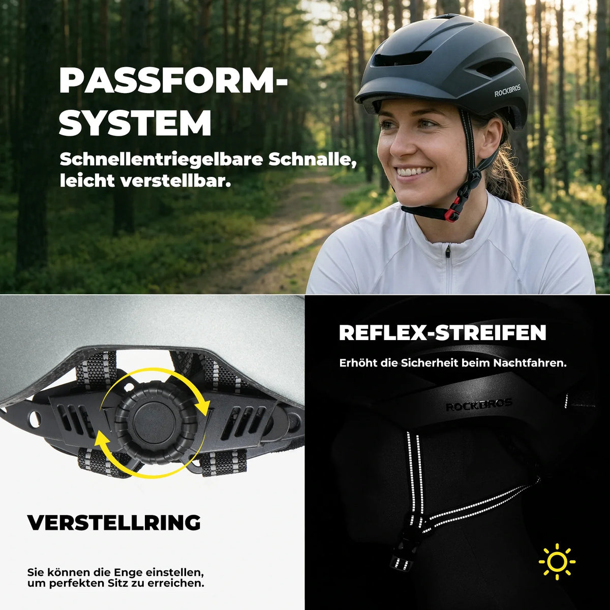 Casque de vélo ROCKBROS avec système de ventilation Pour tour de tête 57-62 cm
