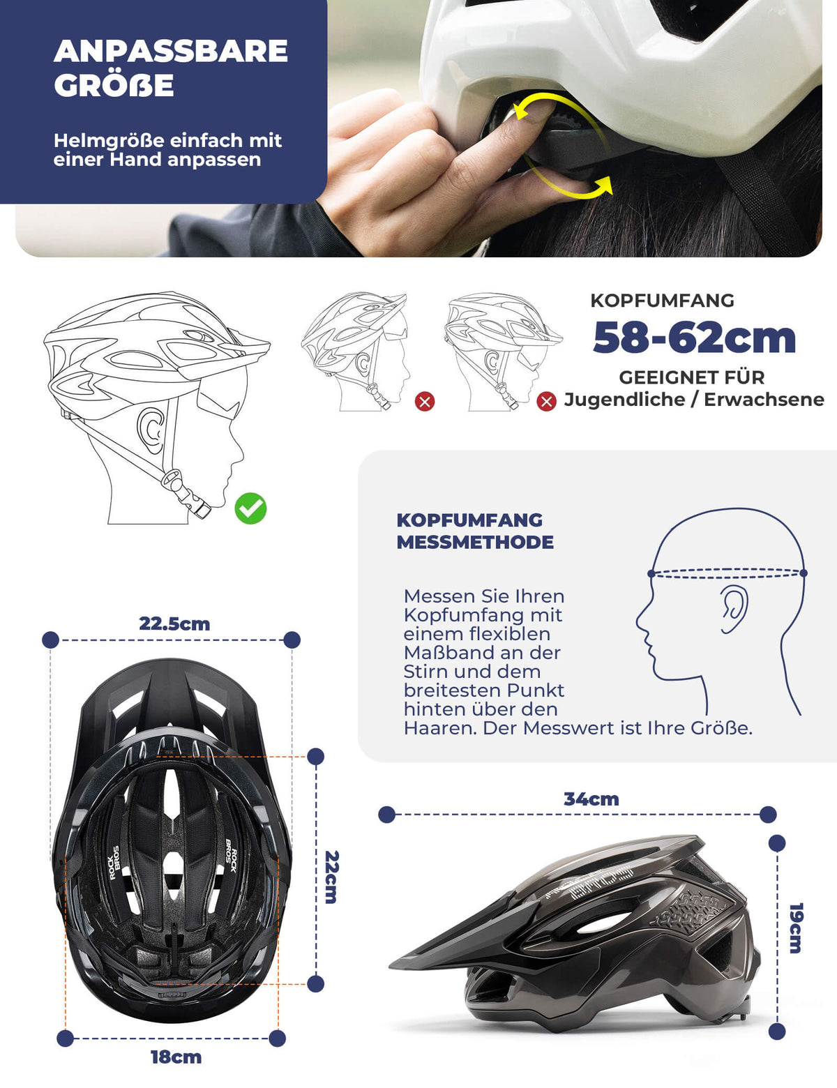 Casque de vélo ROCKBROS avec système de ventilation Réglable & Léger
