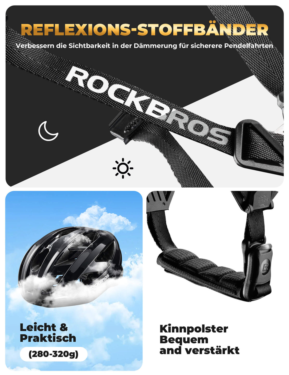 Casque de vélo ROCKBROS avec armature de renfort 58-62cm