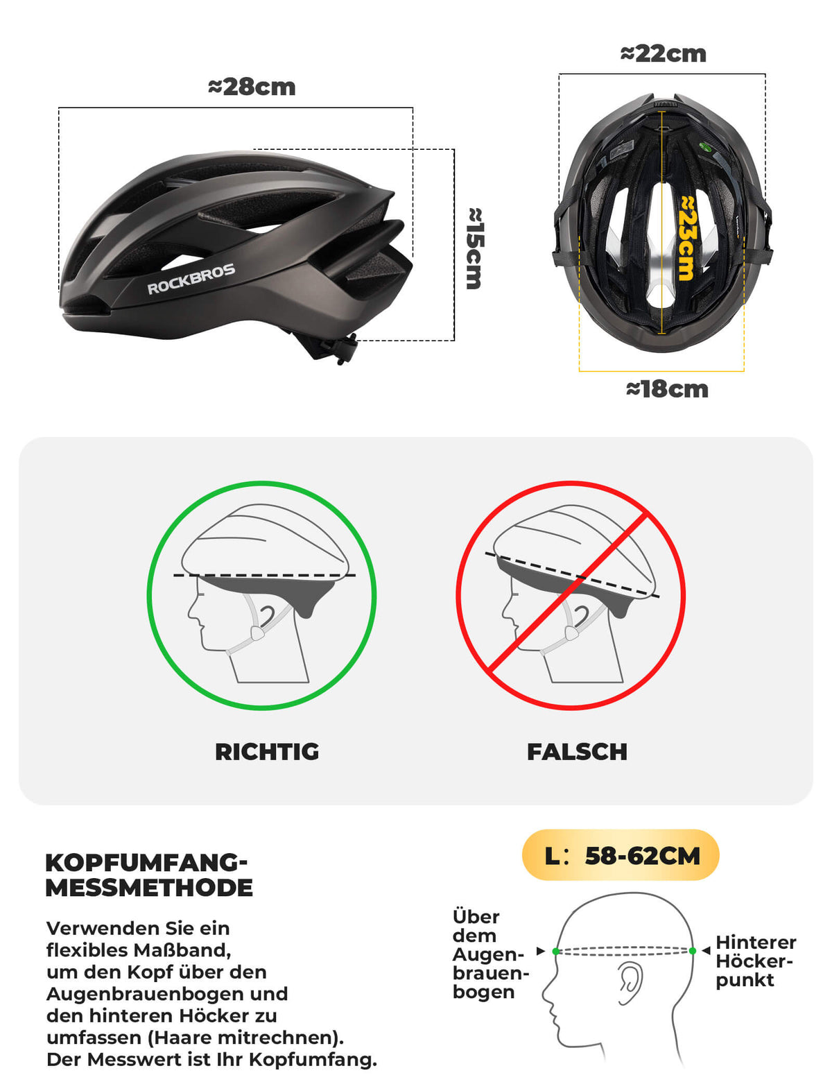 Casque de vélo ROCKBROS avec armature de renfort 58-62cm