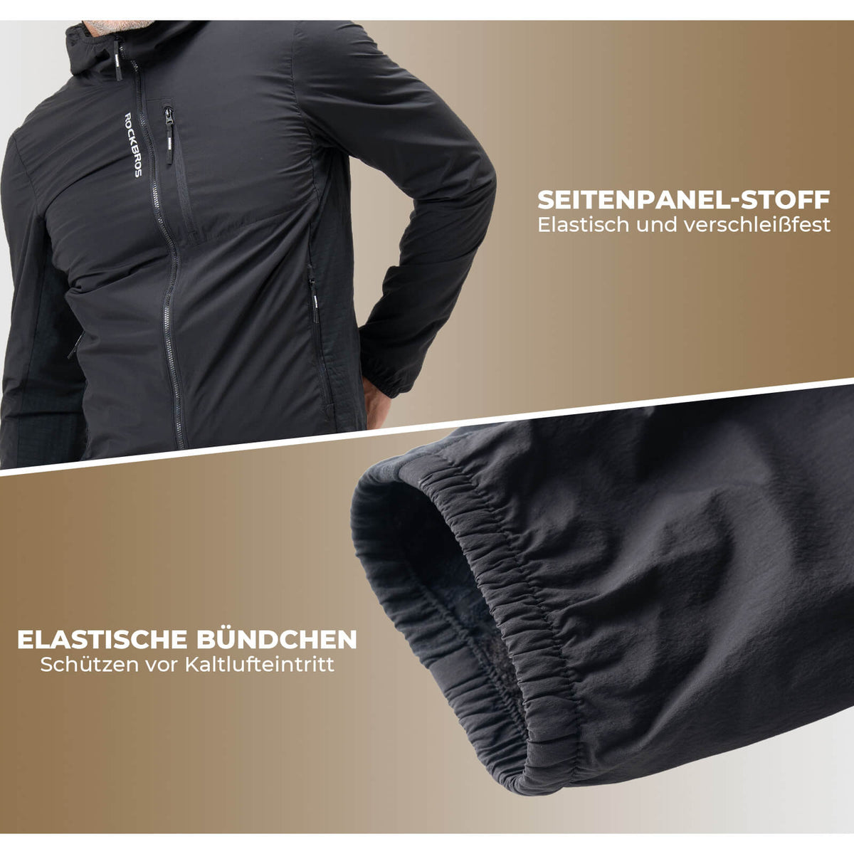 ROCKBROS Vélo Veste Homme Chaleureuse Coupe-Vent Déperlante Avec Polaire Réfléchissante