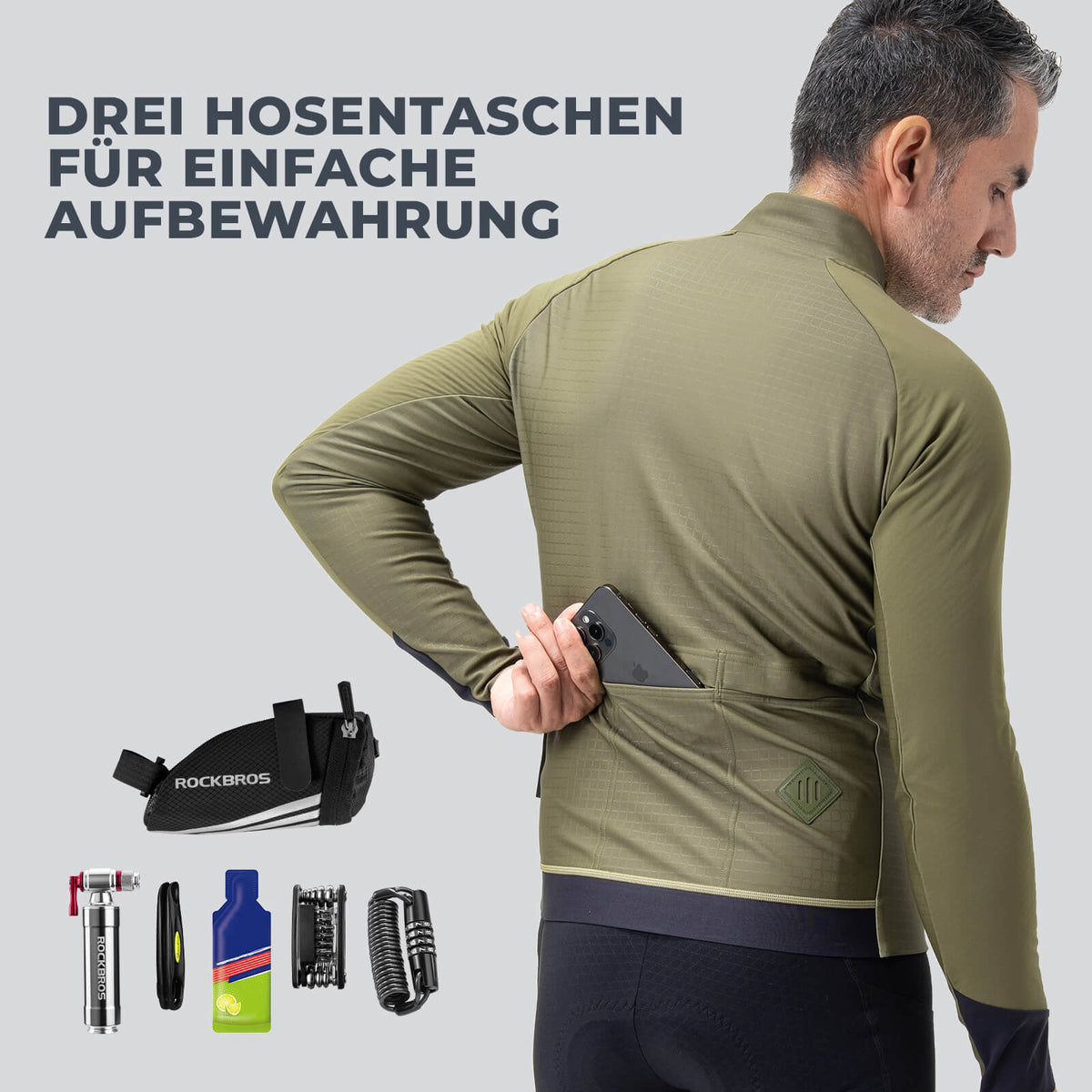 ROCKBROS Veste de cyclisme avec éléments réfléchissants Respirante & Pratique Homme
