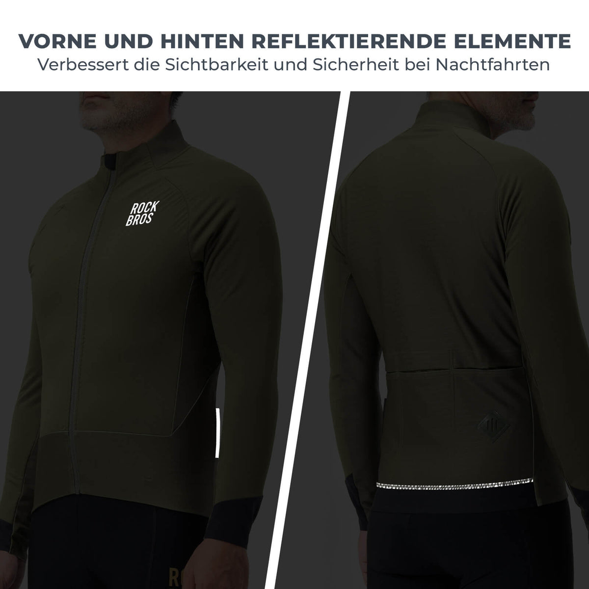 ROCKBROS Veste de cyclisme avec éléments réfléchissants Respirante & Pratique Homme