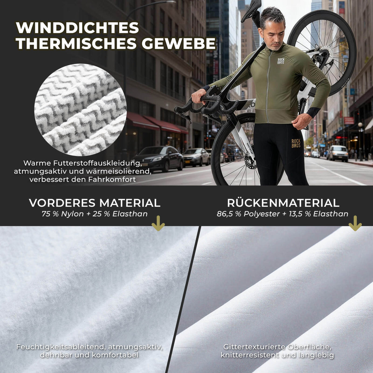 ROCKBROS Veste de cyclisme avec éléments réfléchissants Respirante & Pratique Homme