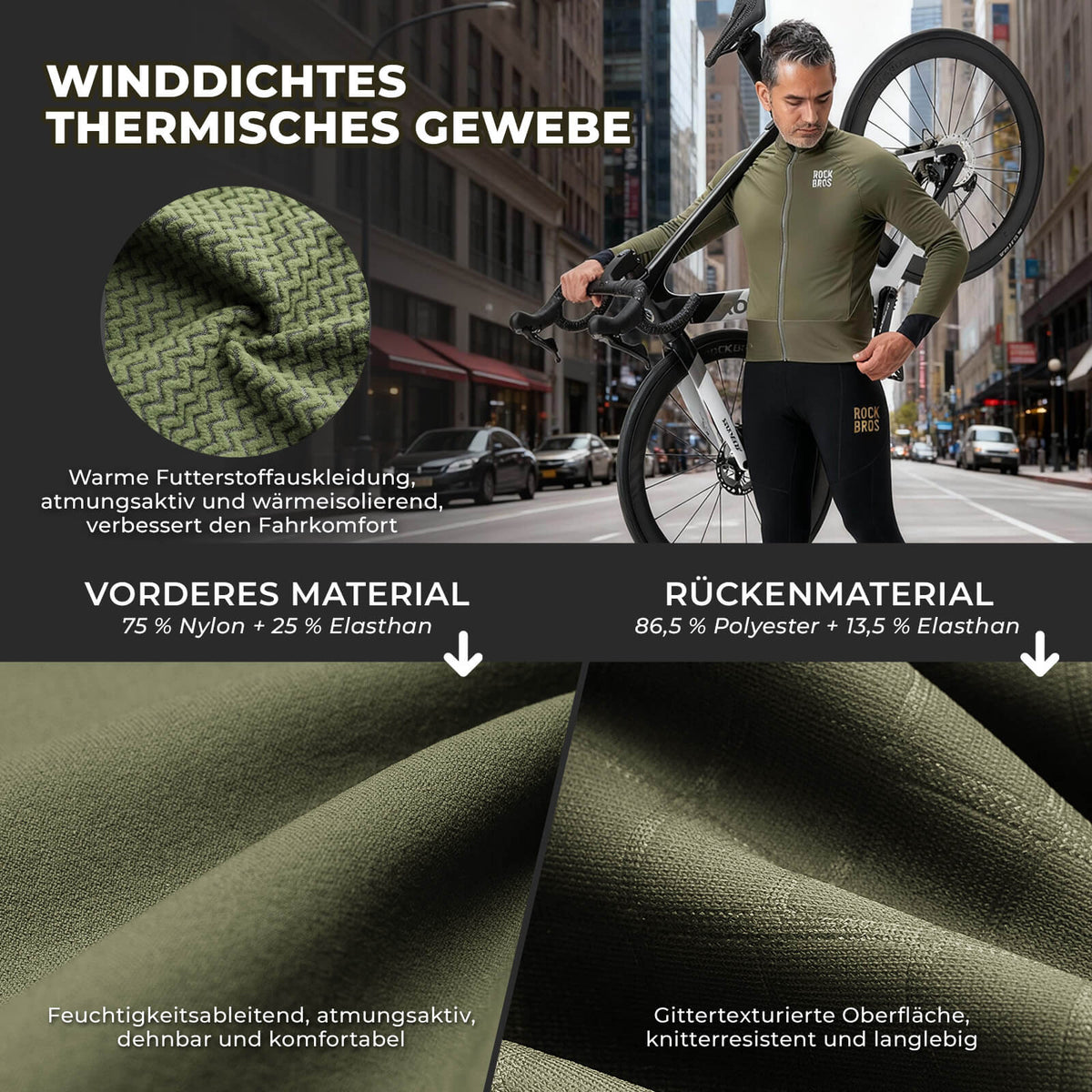 ROCKBROS Veste de cyclisme avec éléments réfléchissants Respirante & Pratique Homme