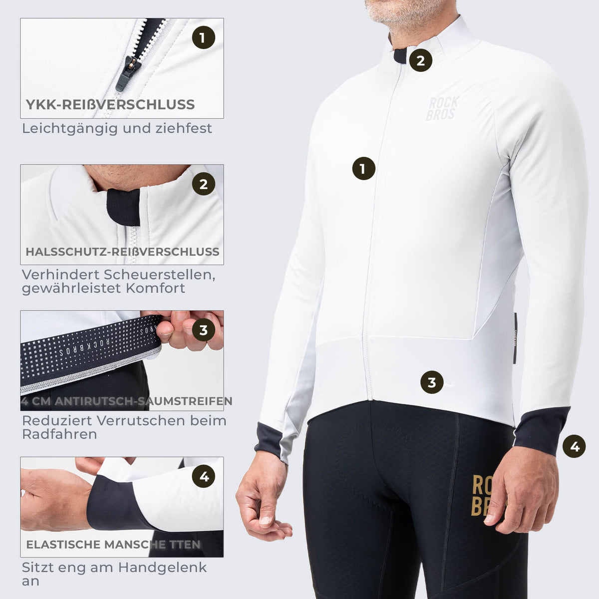 ROCKBROS Veste de cyclisme avec éléments réfléchissants Respirante & Pratique Homme