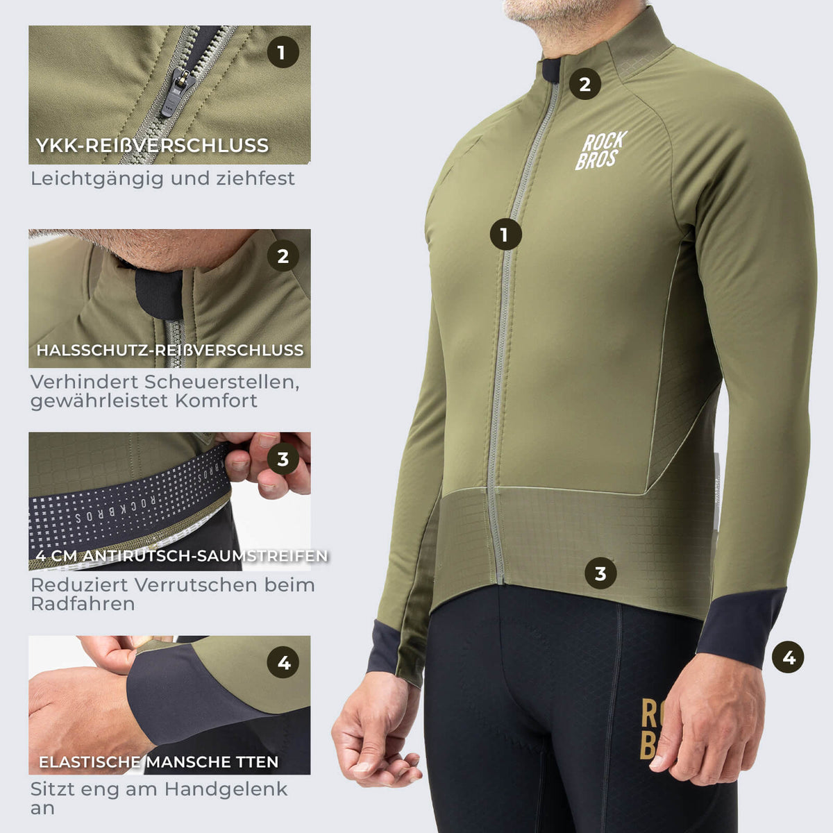 ROCKBROS Veste de cyclisme avec éléments réfléchissants Respirante & Pratique Homme