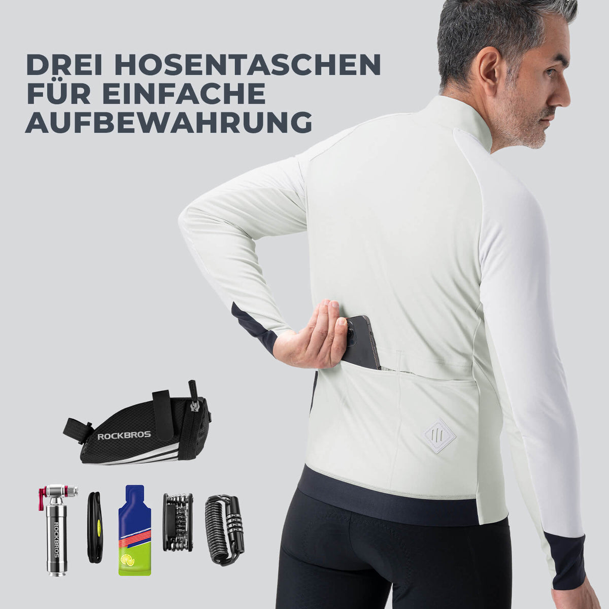 ROCKBROS Veste de cyclisme avec éléments réfléchissants Respirante & Pratique Homme