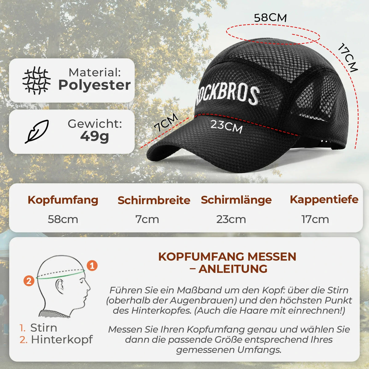 ROCKBROS Casquette de vélo séchage rapide Outdoor Sport Caps protection UV casquette