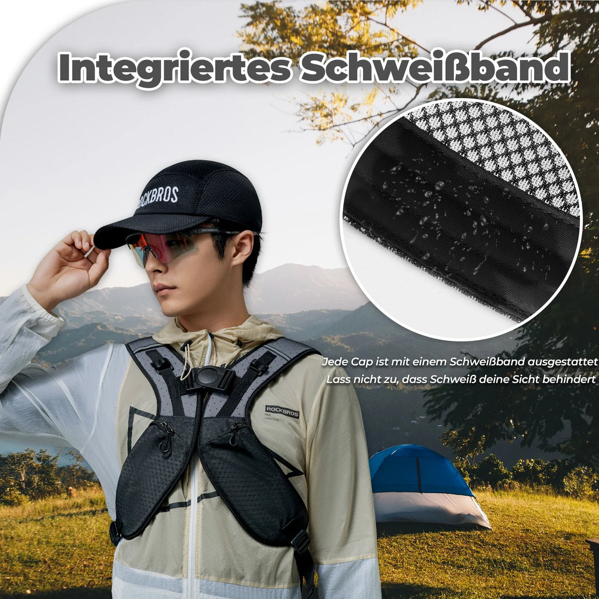 ROCKBROS Casquette de vélo séchage rapide Outdoor Sport Caps protection UV casquette