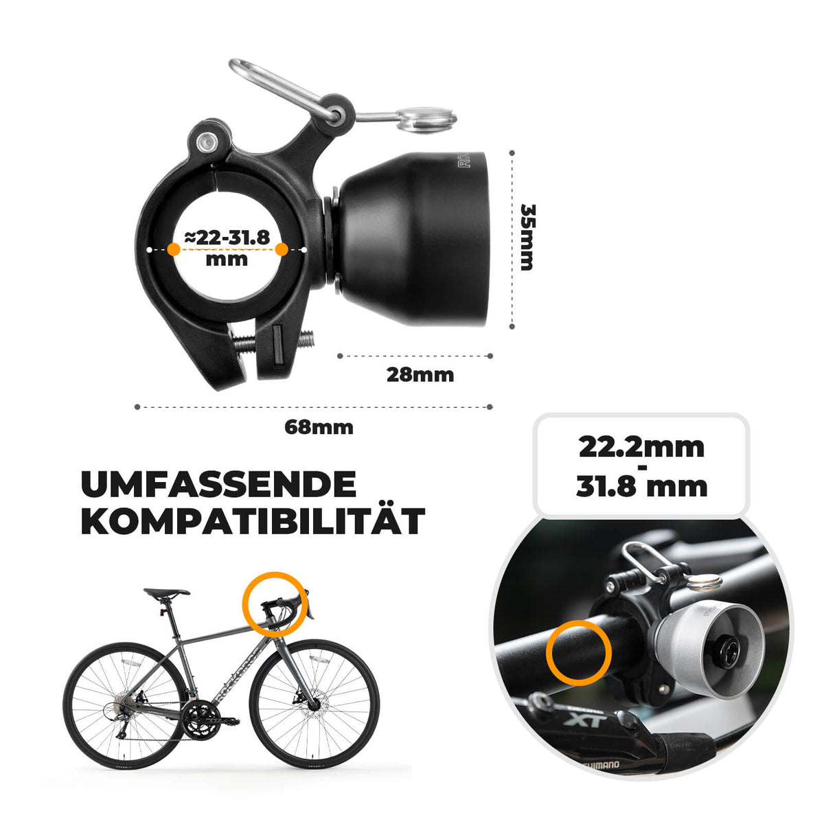 Sonnette de Vélo ROCKBROS Mini 90dB - Alliage de Cuivre & Compatibilité Universelle