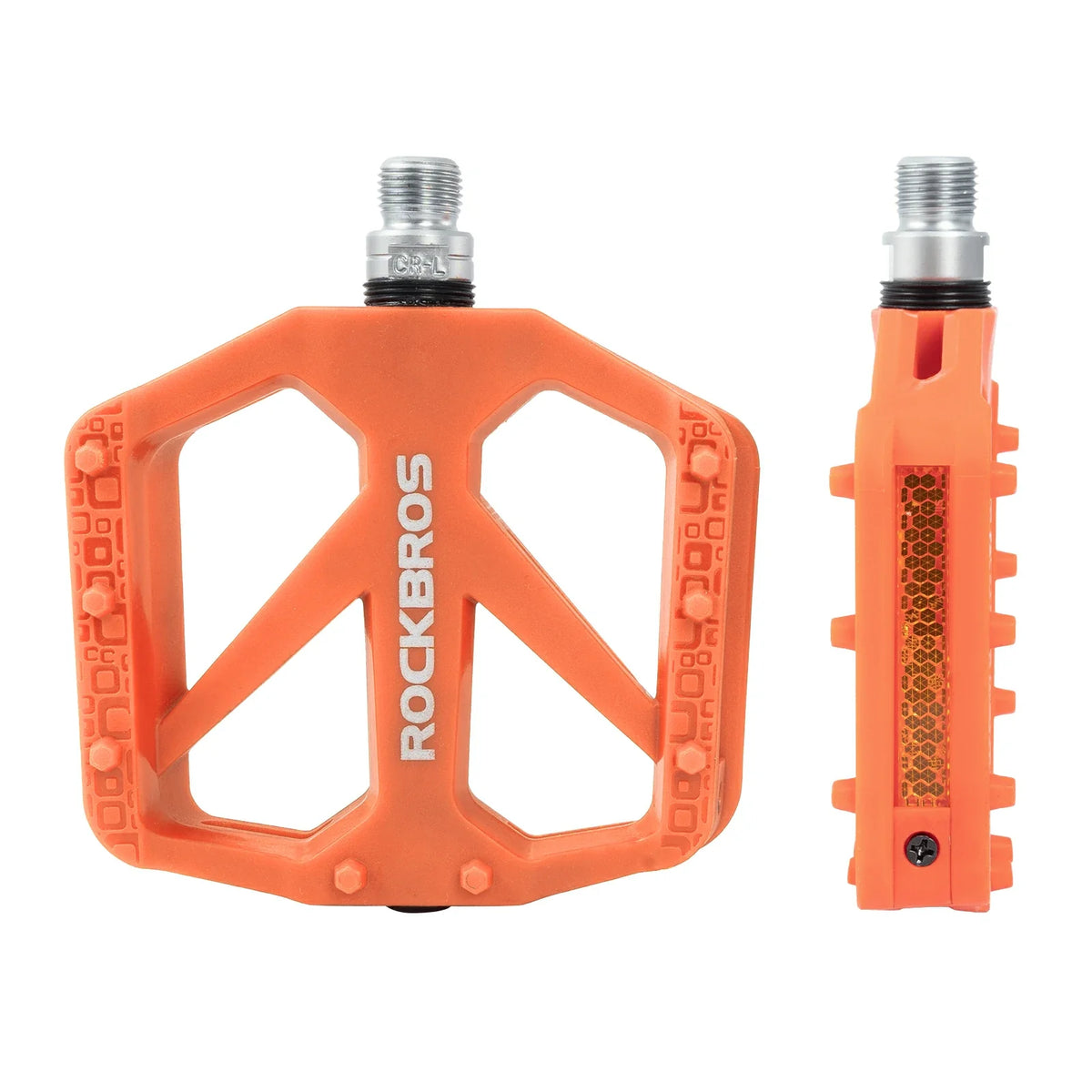 ROCKBROS Pédales de vélo en nylon avec réflecteurs, plateforme large antidérapante et légère