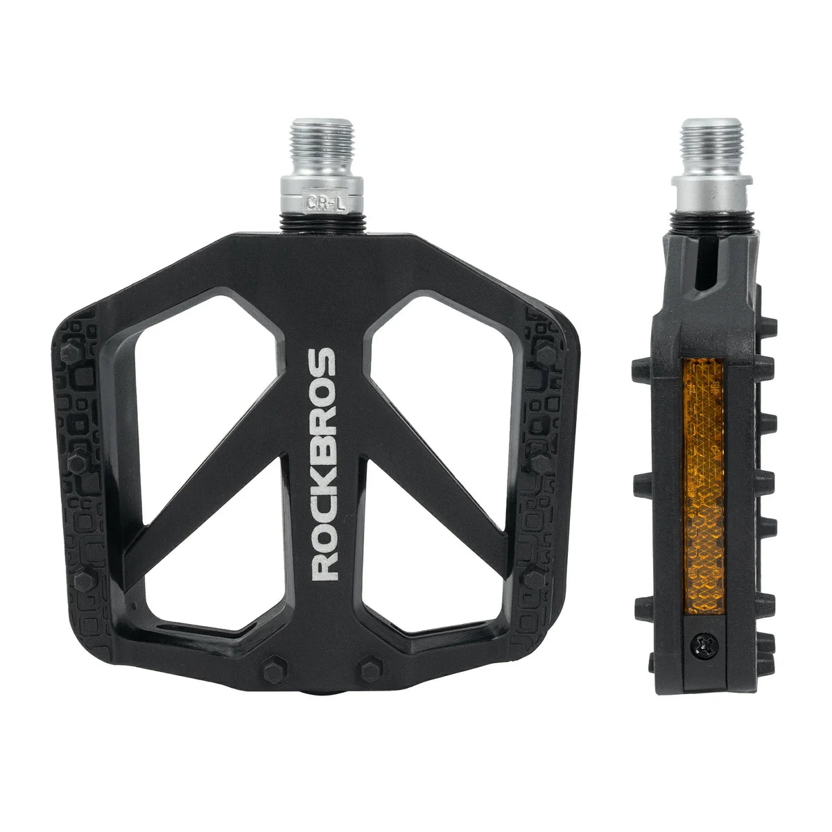 ROCKBROS Pédales de vélo en nylon avec réflecteurs, plateforme large antidérapante et légère