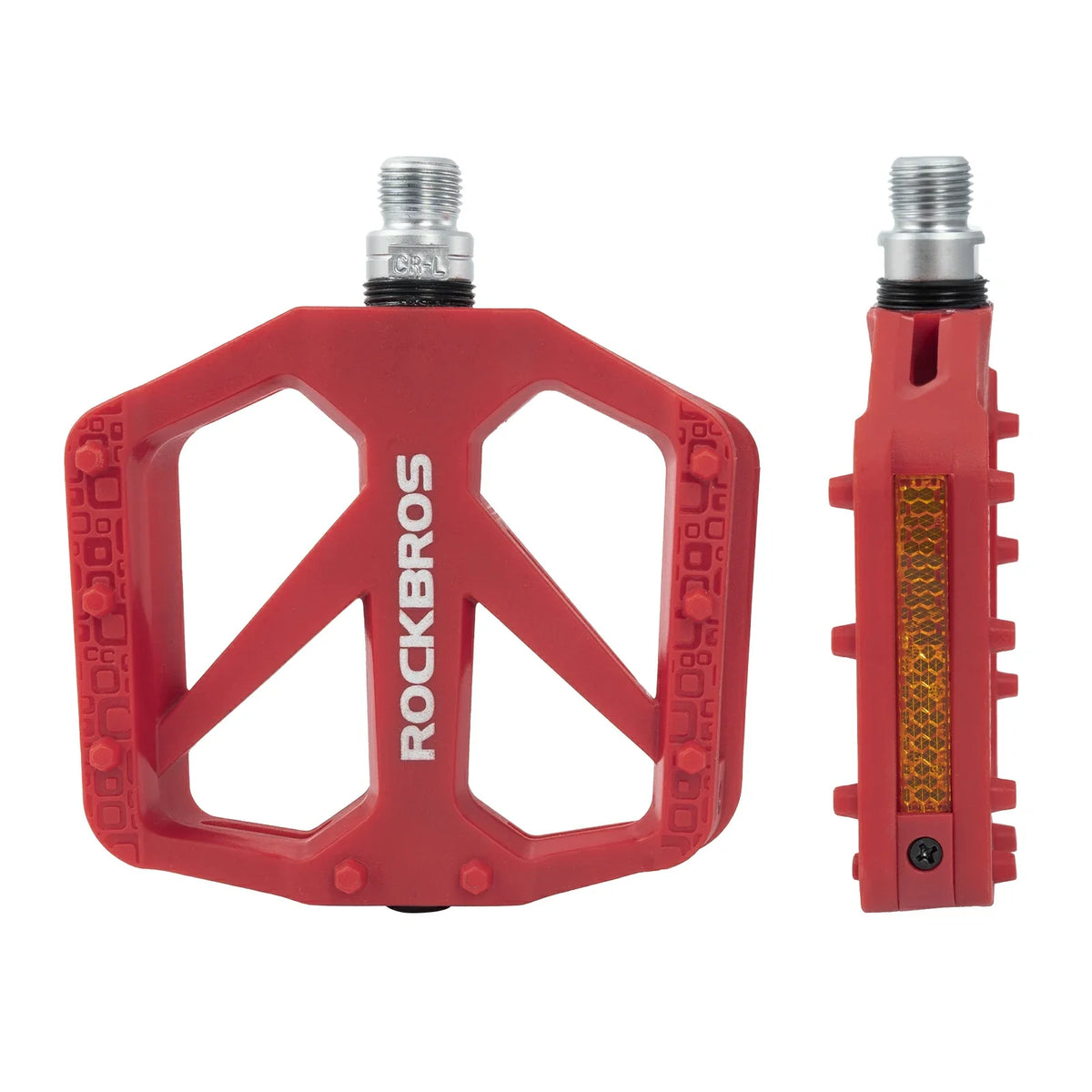 ROCKBROS Pédales de vélo en nylon avec réflecteurs, plateforme large antidérapante et légère
