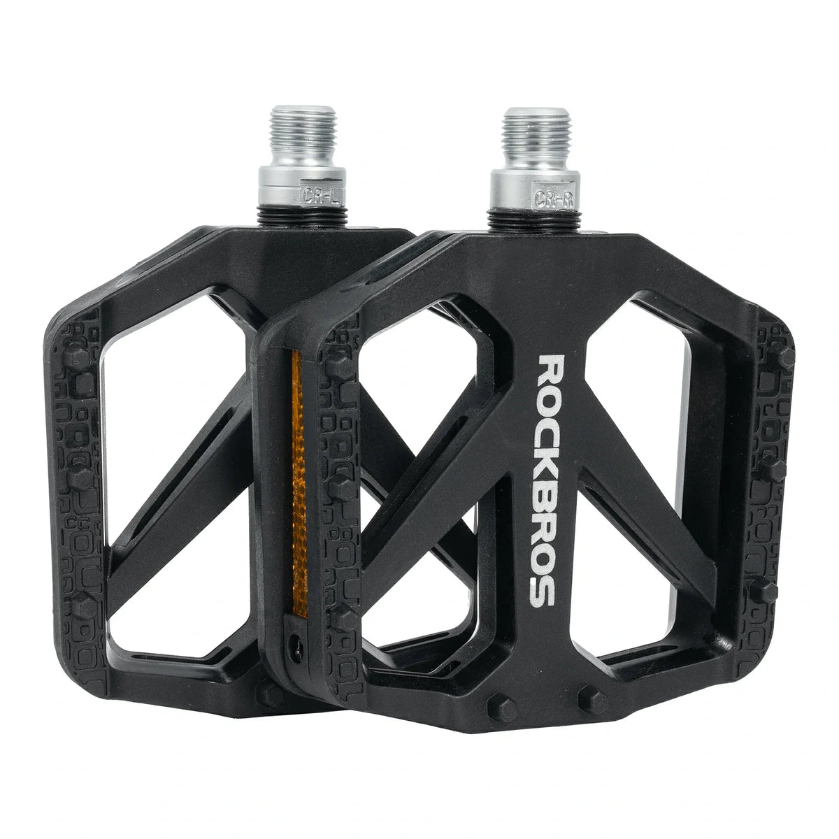 ROCKBROS Pédales de vélo en nylon avec réflecteurs, plateforme large antidérapante et légère