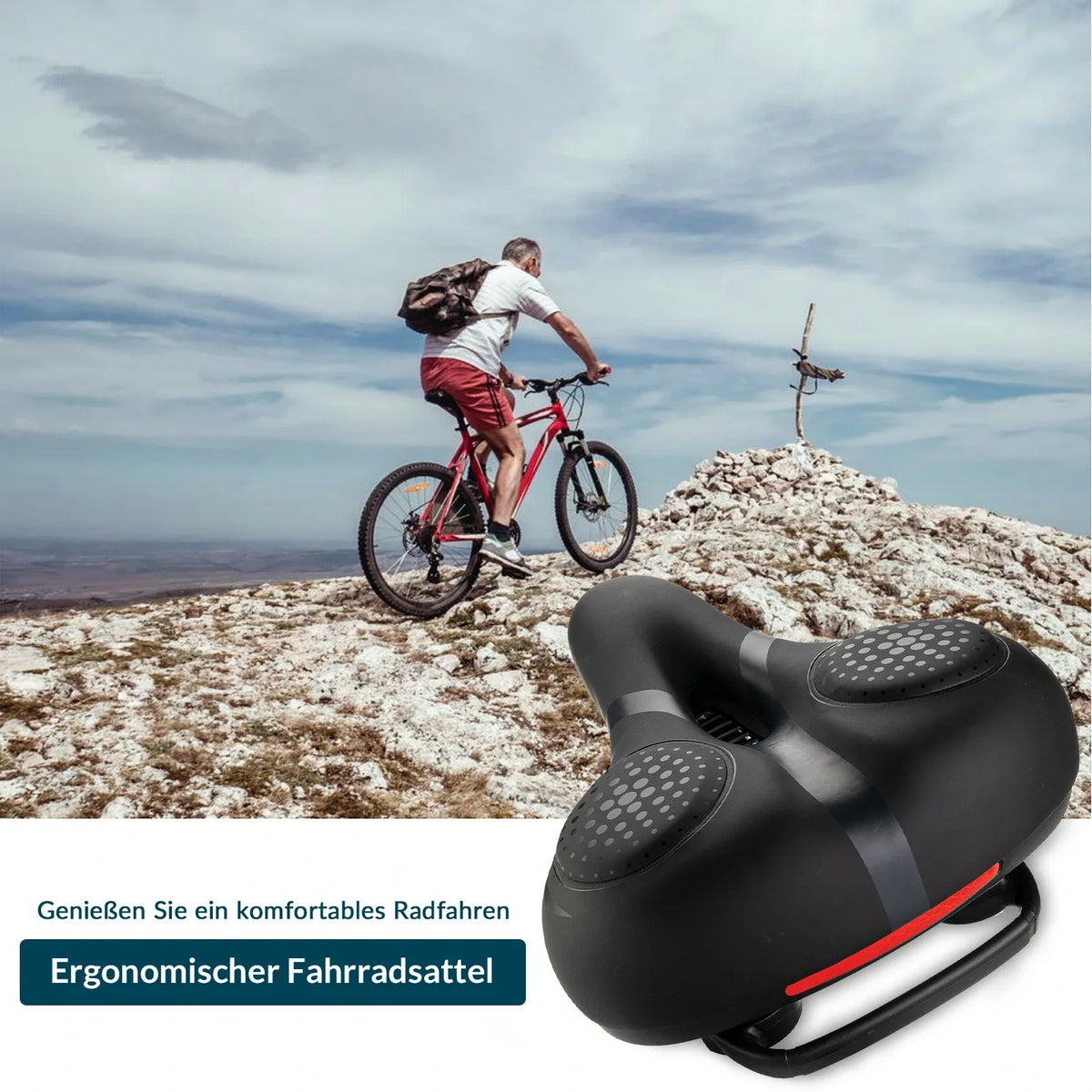 Selle de vélo ROCKBROS avec mousse à mémoire de forme, confortable & soulageant la pression