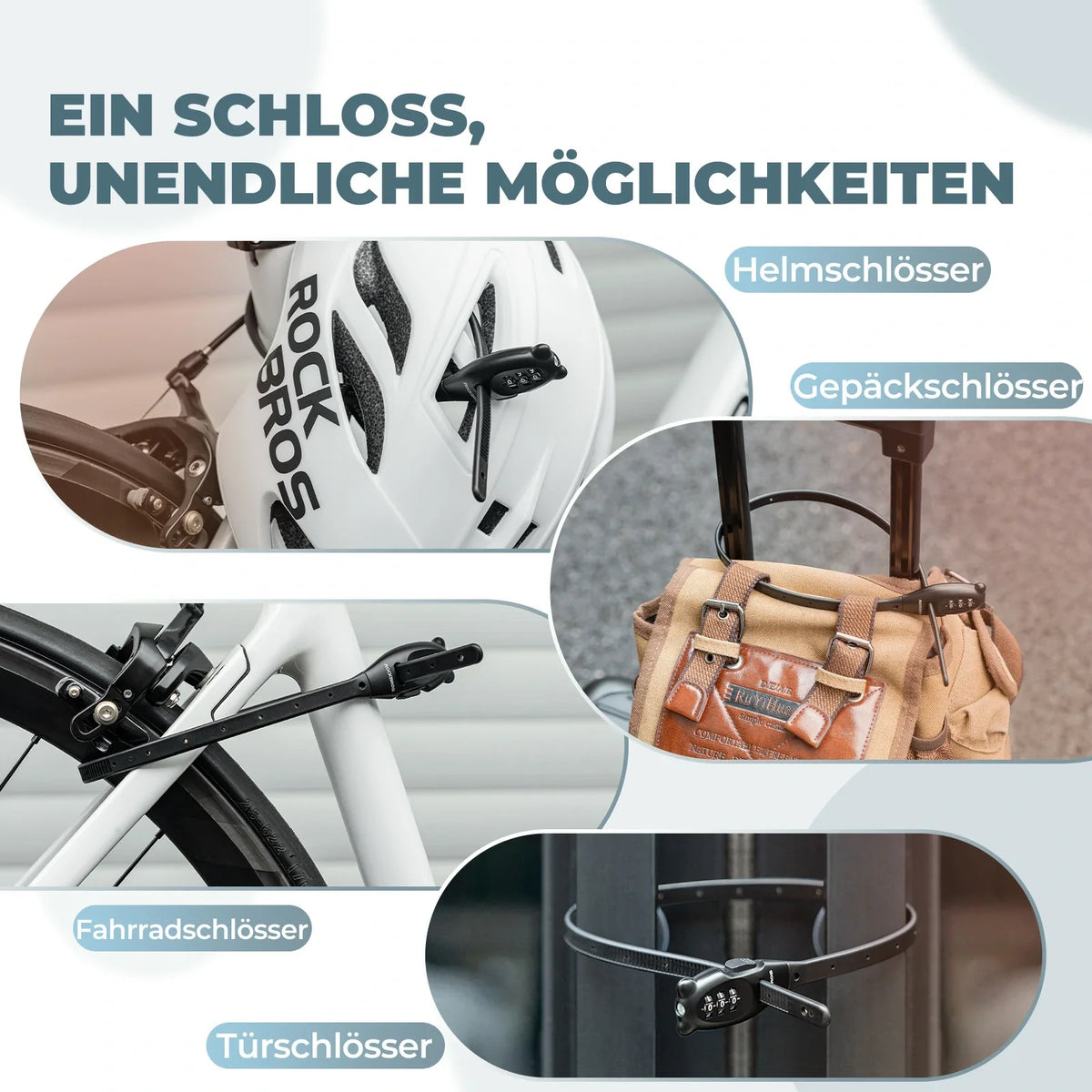 ROCKBROS Antivol vélo, antivol câble vélo avec 3 codes à chiffres