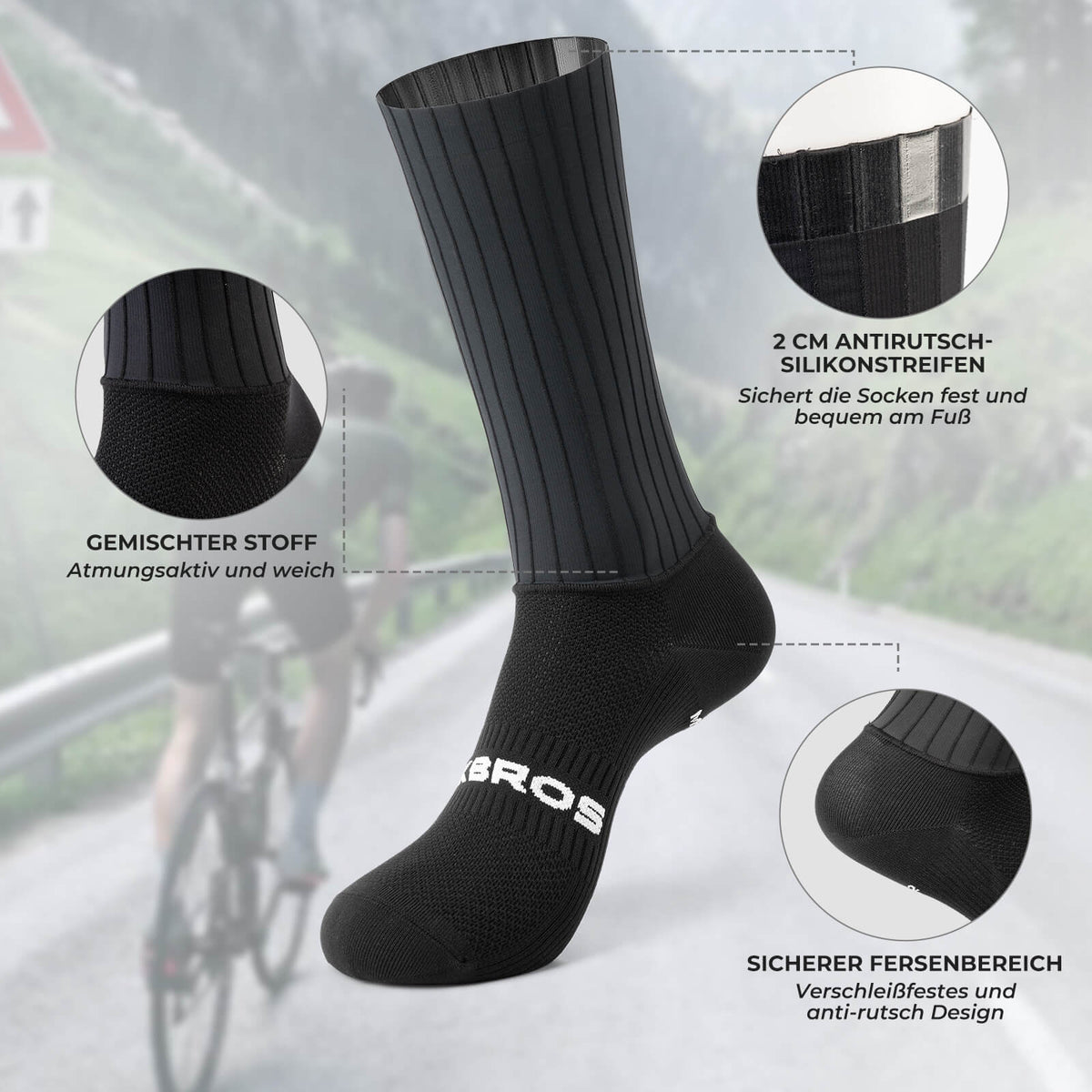 ROCKBROS Chaussettes de vélo respirantes chaussettes de compression