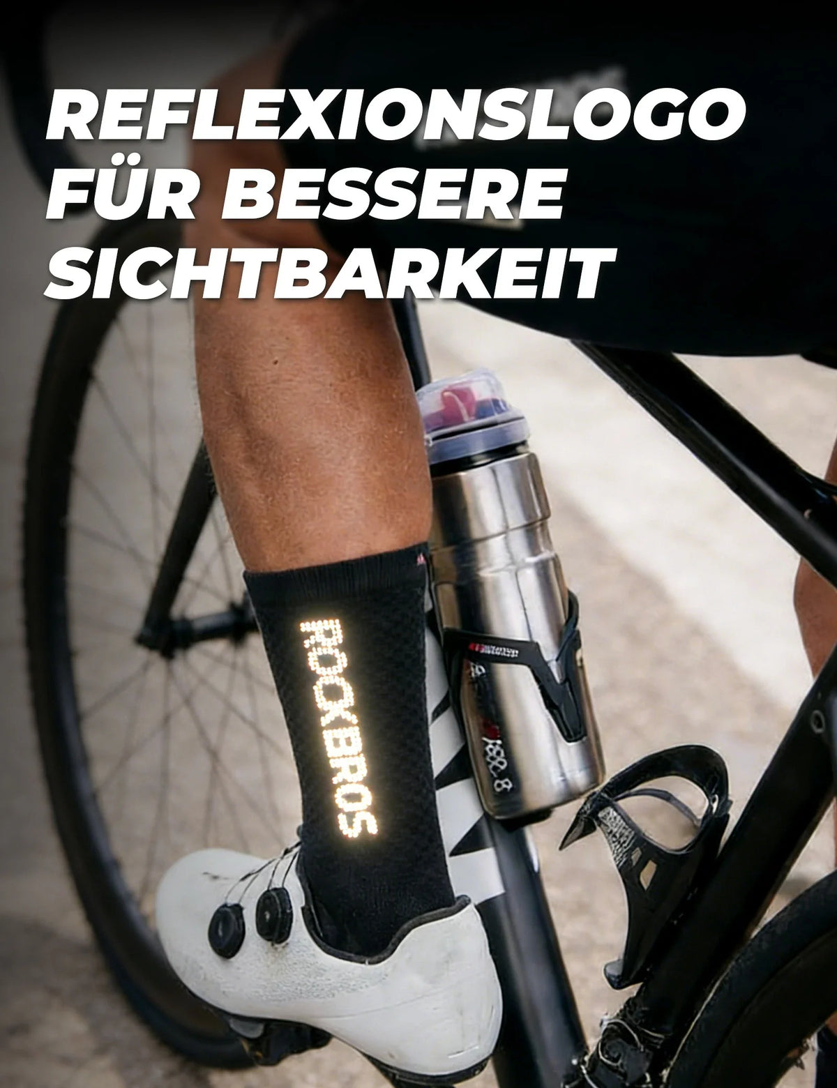 ROCKBROS Chaussettes de vélo Logo réfléchissant Pack de deux paires