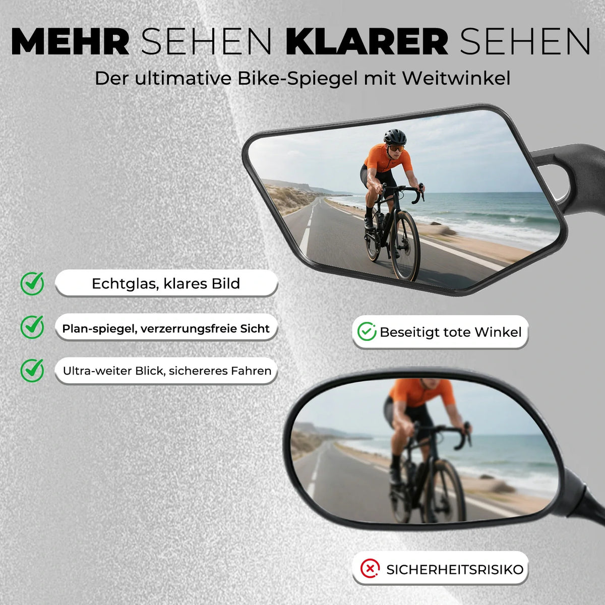 ROCKBROS Rétroviseur vélo HD sécurisé pour guidon
