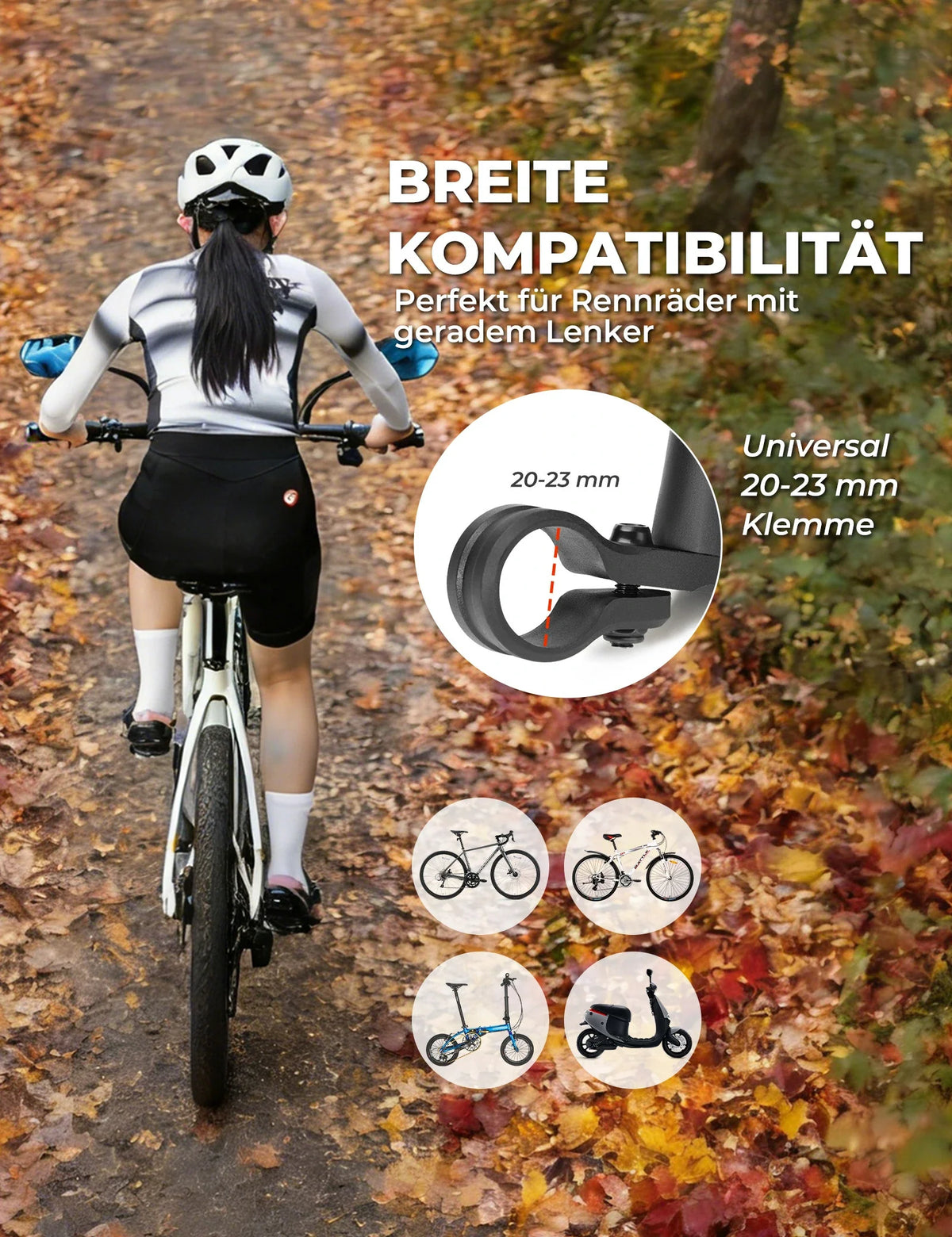 Rétroviseur de vélo ROCKBROS, Réglable à 360° Anti-éblouissant, Rétroviseur convexe en verre HD Incassable