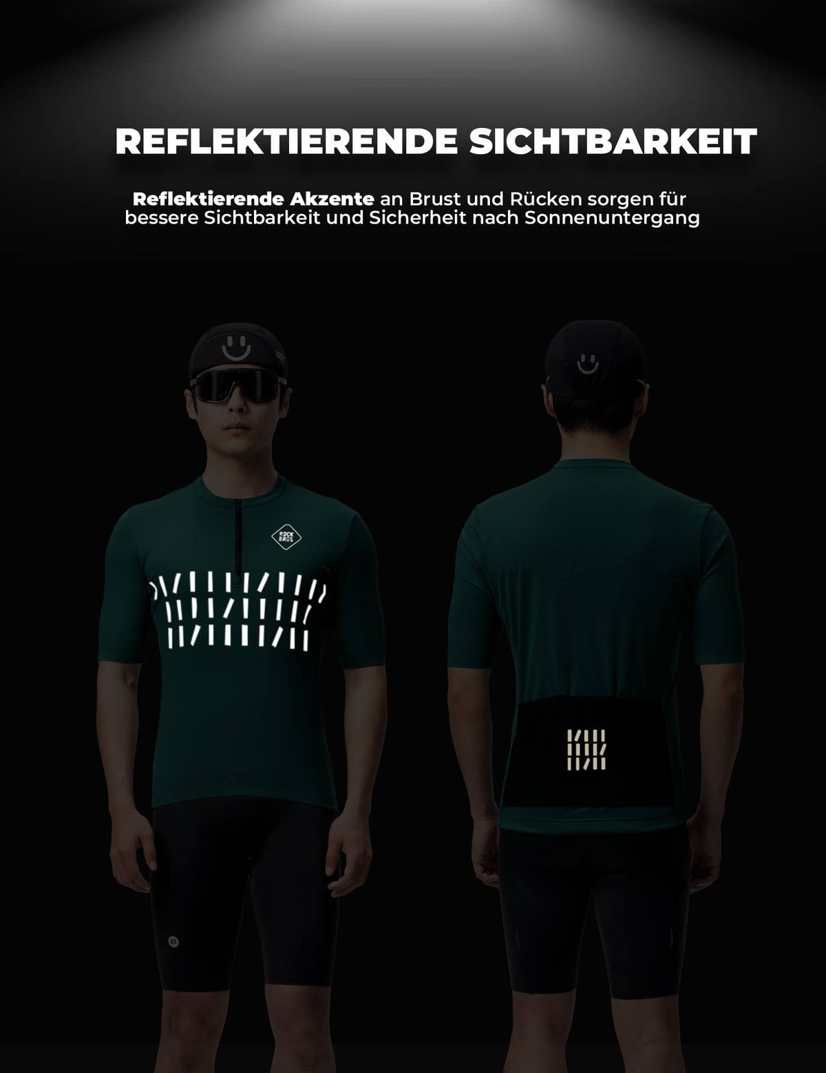 ROCKBROS Maillot de vélo manches courtes homme Respirant et Séchage rapide Jersey Réfléchissant