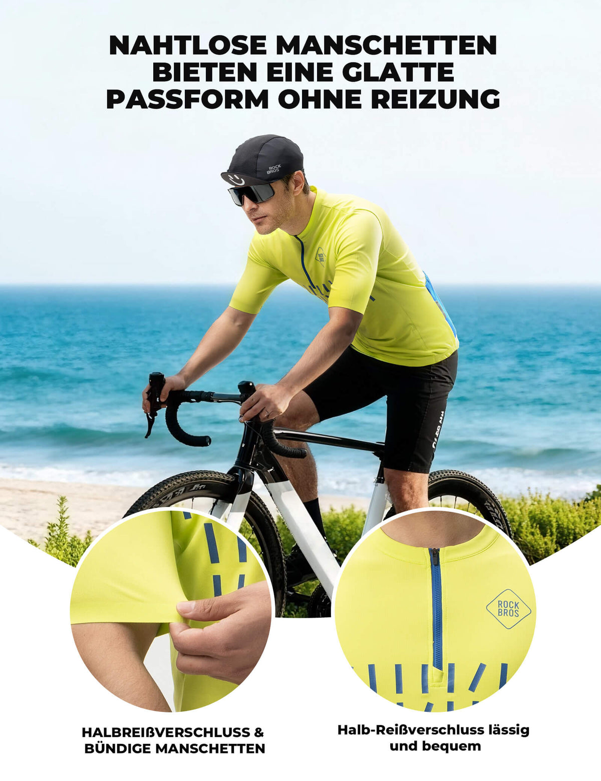 ROCKBROS Maillot de vélo manches courtes homme Respirant et Séchage rapide Jersey Réfléchissant