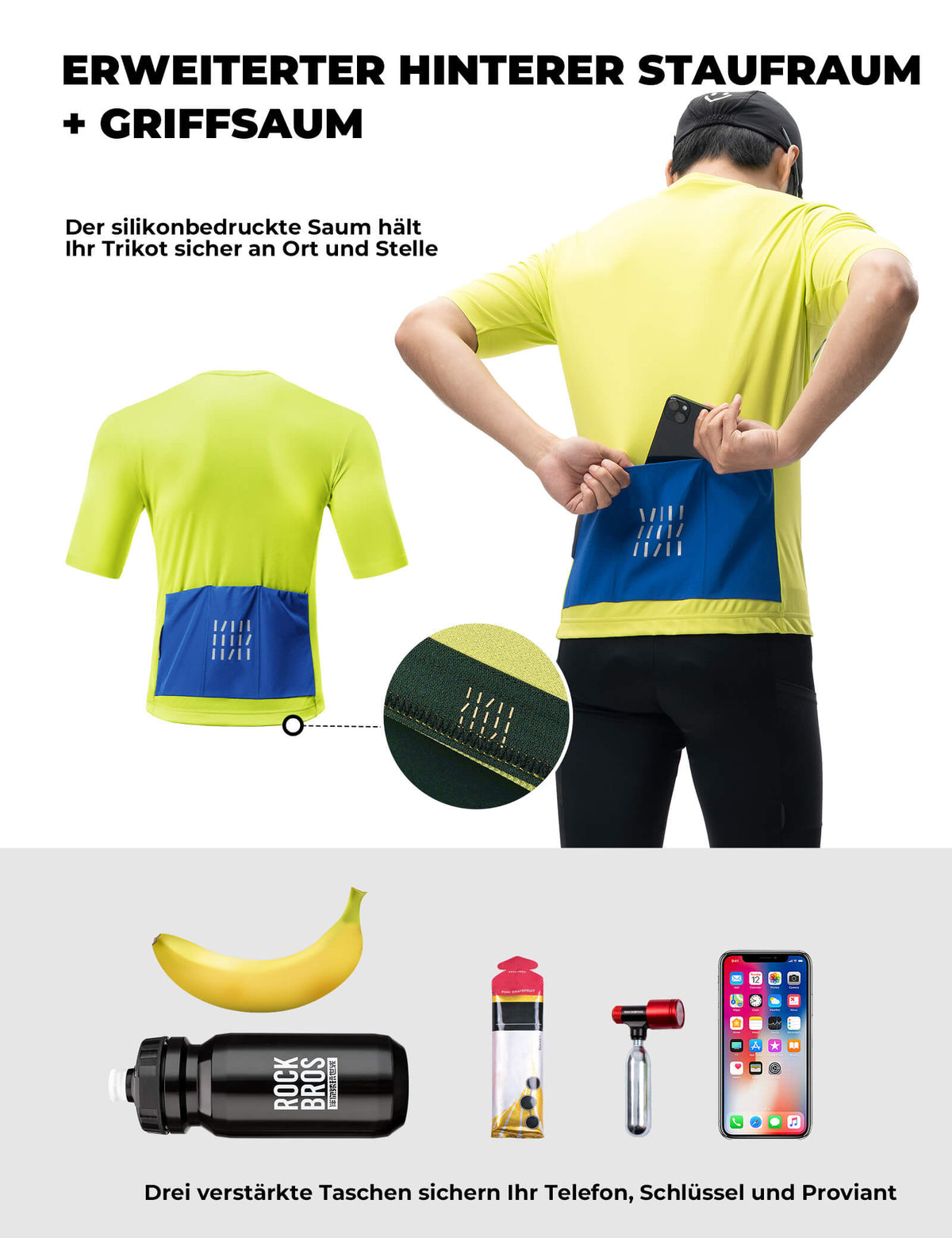ROCKBROS Maillot de vélo manches courtes homme Respirant et Séchage rapide Jersey Réfléchissant