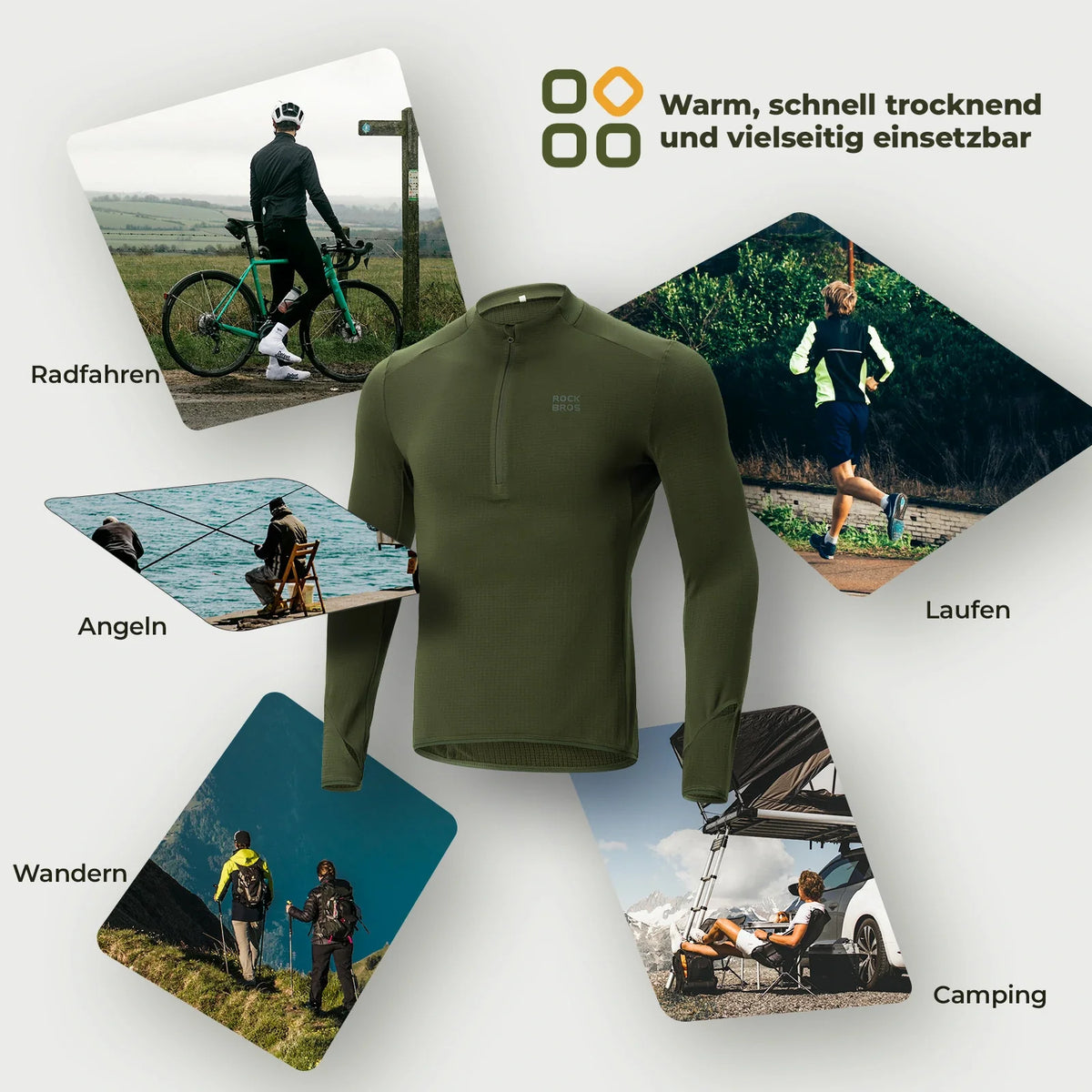 ROCKBROS Maillot de Cyclisme Manches Longues Homme Hiver Chaud Polaire Séchage Rapide Respirant