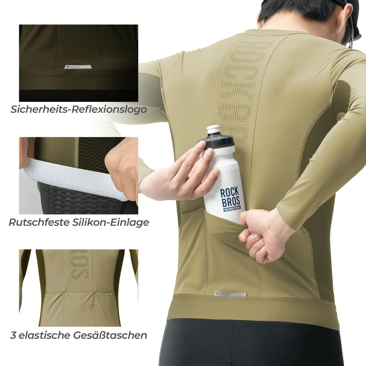 ROCKBROS Maillot de Cyclisme Manches Longues Homme, Respirant et Séchage Rapide, Élastique