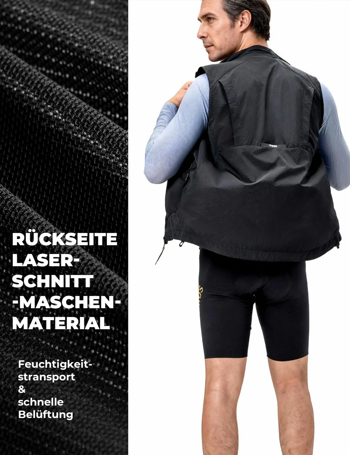 ROCKBROS Gilet de vélo Coupe-vent Léger Respirable À séchage rapide, Pliable Gilet de cyclisme