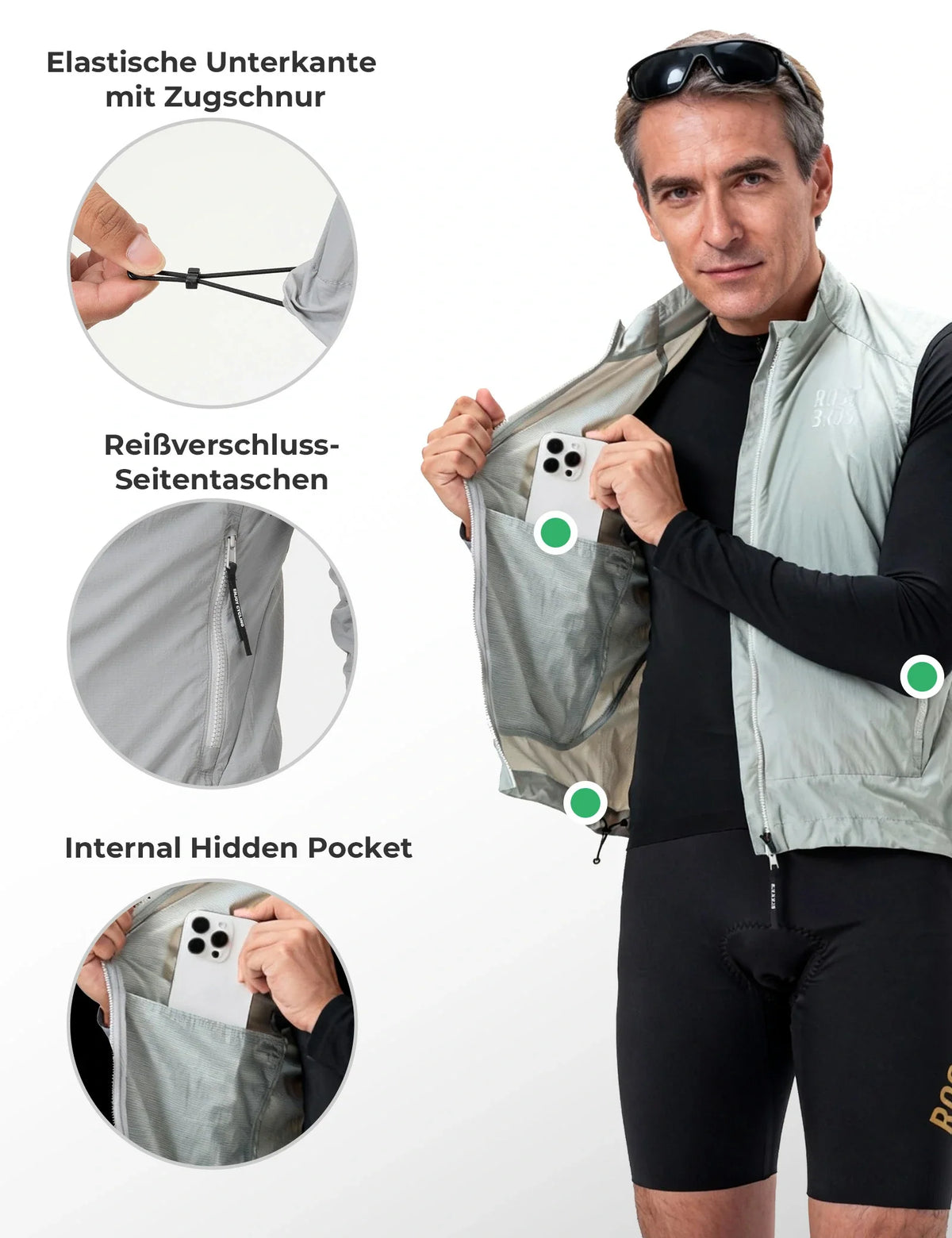 ROCKBROS Gilet de vélo Coupe-vent Léger Respirable À séchage rapide, Pliable Gilet de cyclisme
