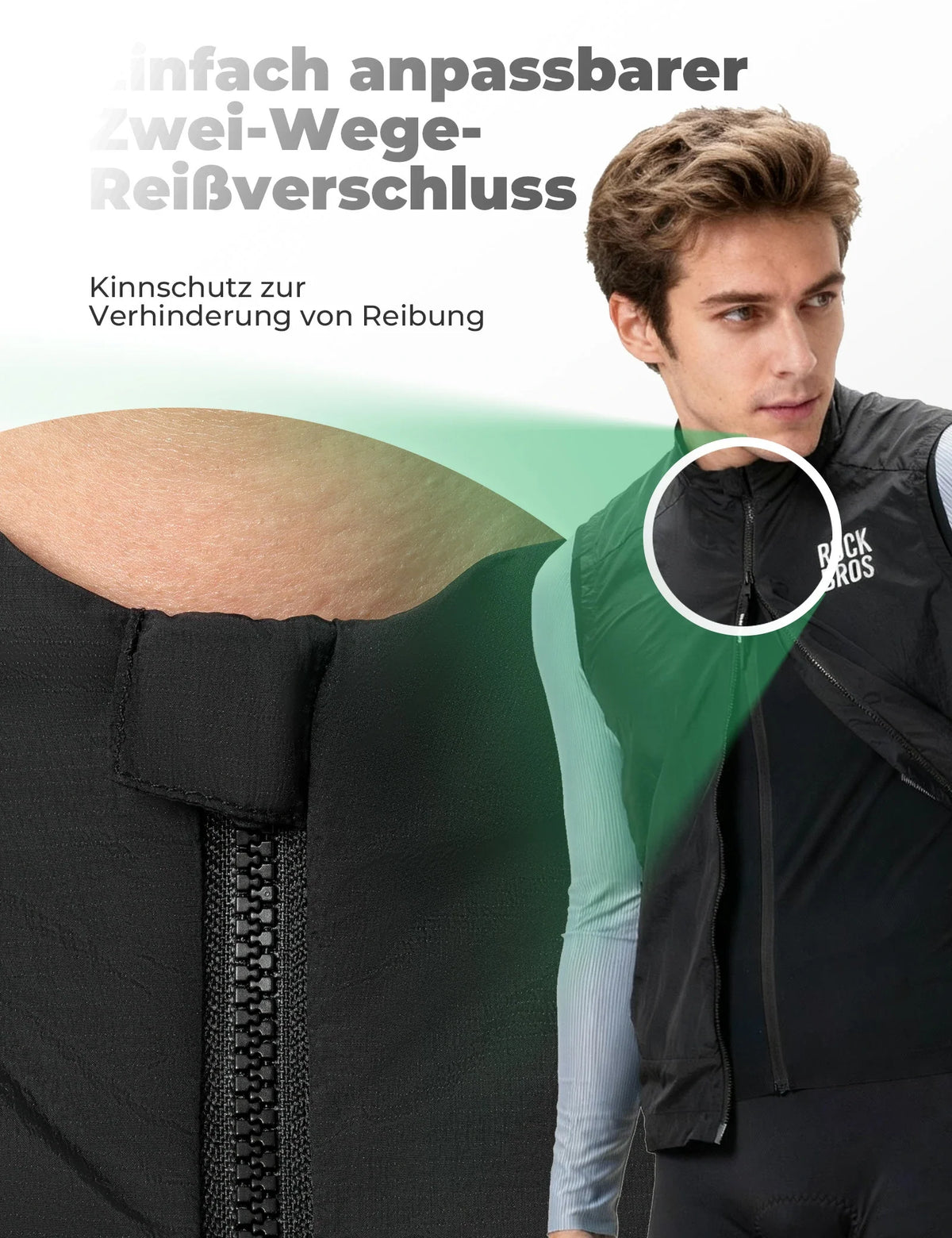 ROCKBROS Gilet de vélo Coupe-vent Léger Respirable À séchage rapide, Pliable Gilet de cyclisme