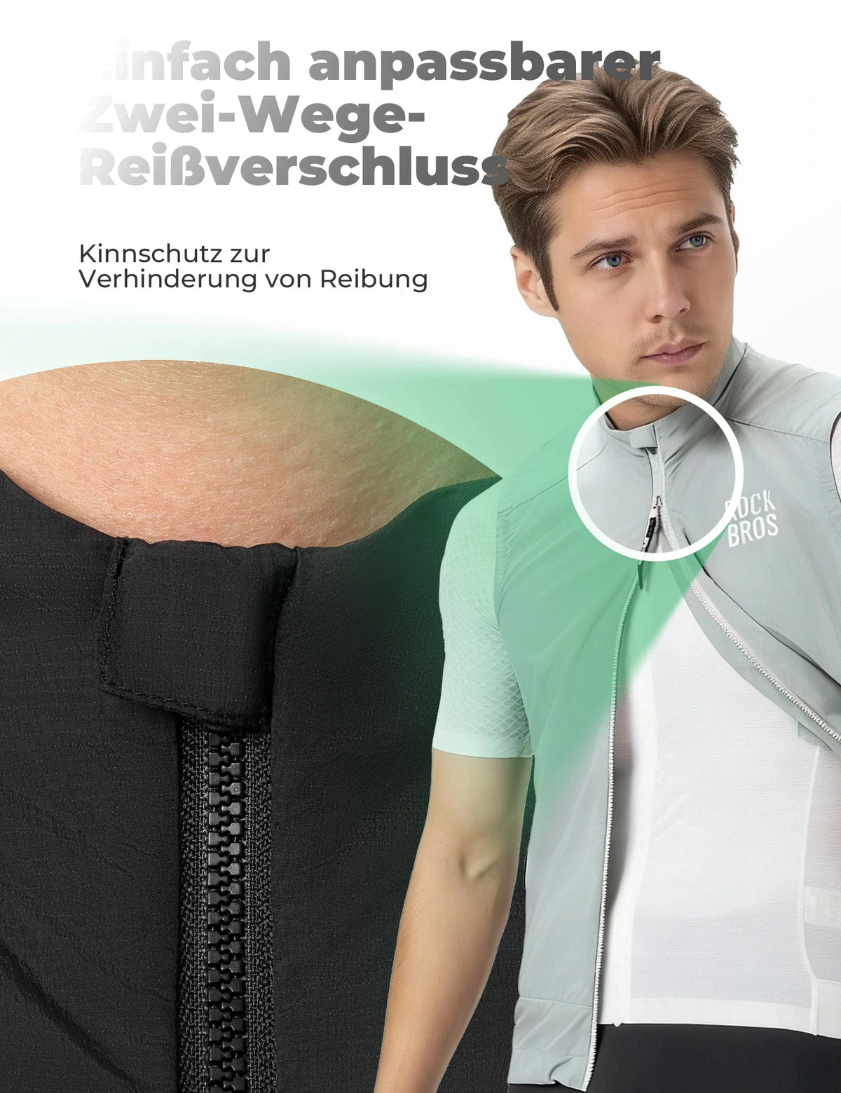 ROCKBROS Gilet de vélo Coupe-vent Léger Respirable À séchage rapide, Pliable Gilet de cyclisme