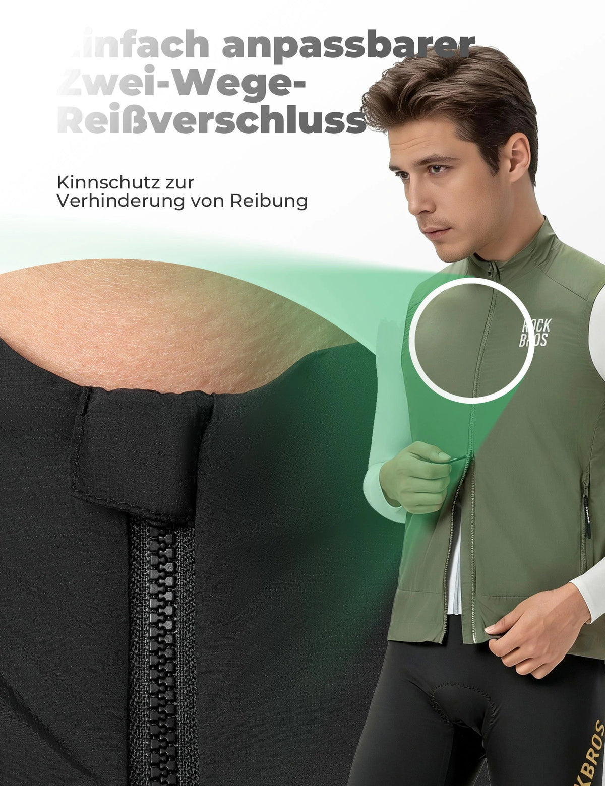 ROCKBROS Gilet de vélo Coupe-vent Léger Respirable À séchage rapide, Pliable Gilet de cyclisme