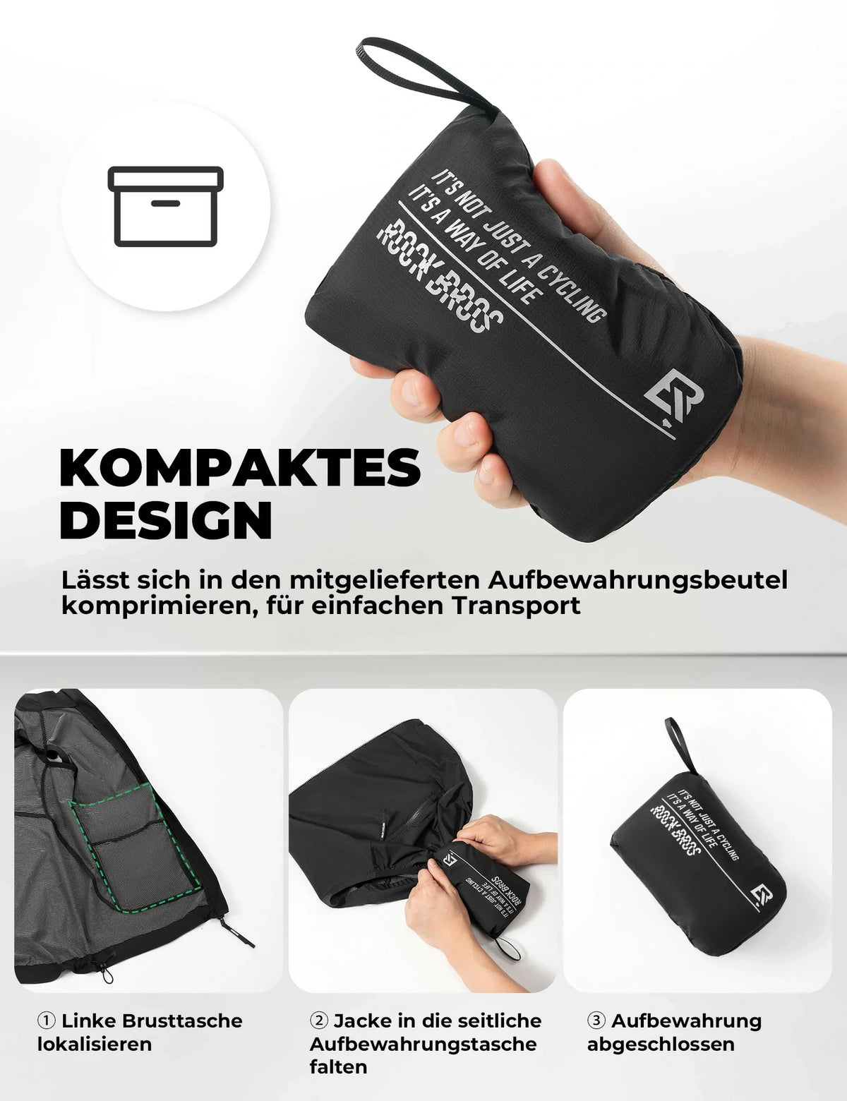ROCKBROS Gilet de vélo Coupe-vent Léger Respirable À séchage rapide, Pliable Gilet de cyclisme