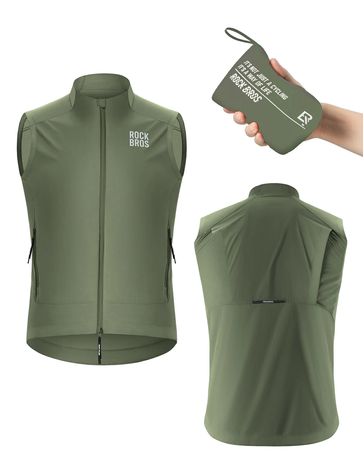 ROCKBROS Gilet de vélo Coupe-vent Léger Respirable À séchage rapide, Pliable Gilet de cyclisme